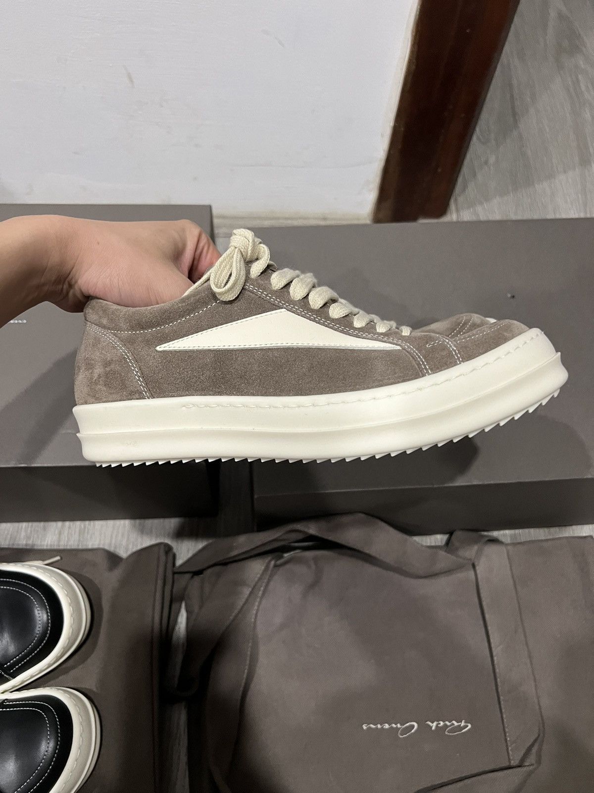 image of Rick Owens Suede Vintage Sneakers in Brown, Men's (Size 6)