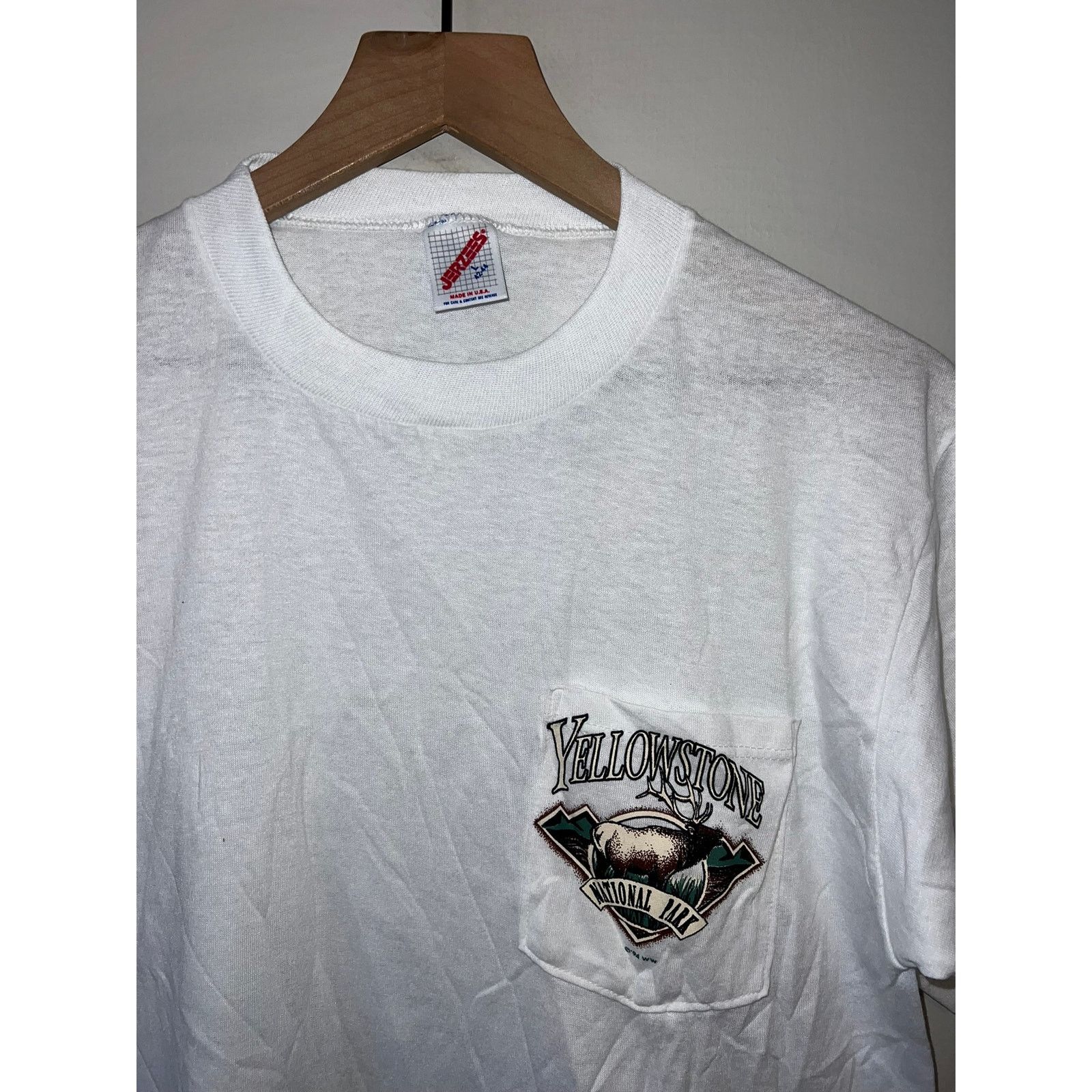 Jerzees Vintage Yellowstone Shirt National Park Elk White L Tee Size US L / EU 52-54 / 3 - 2 Thumbnail