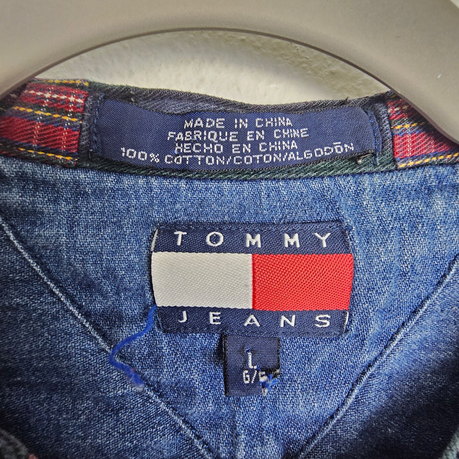 Vintage Y2K Tommy Hilfiger Jeans Mens Denim Shirt Sz L