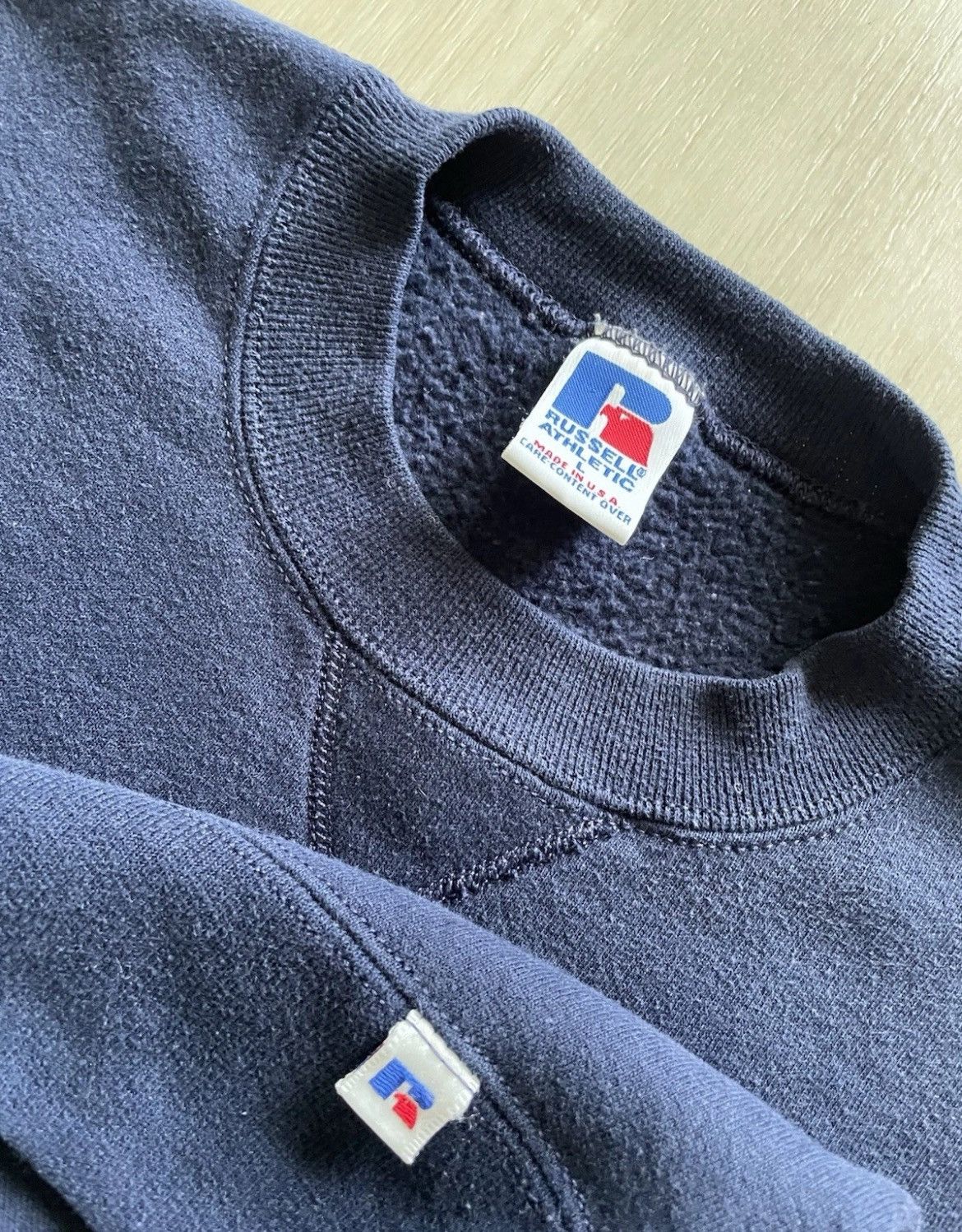 Russell Athletic Vintage 90s Russell Athletic Made In USA Navy Blue Blank L Size US L / EU 52-54 / 3 - 2 Thumbnail