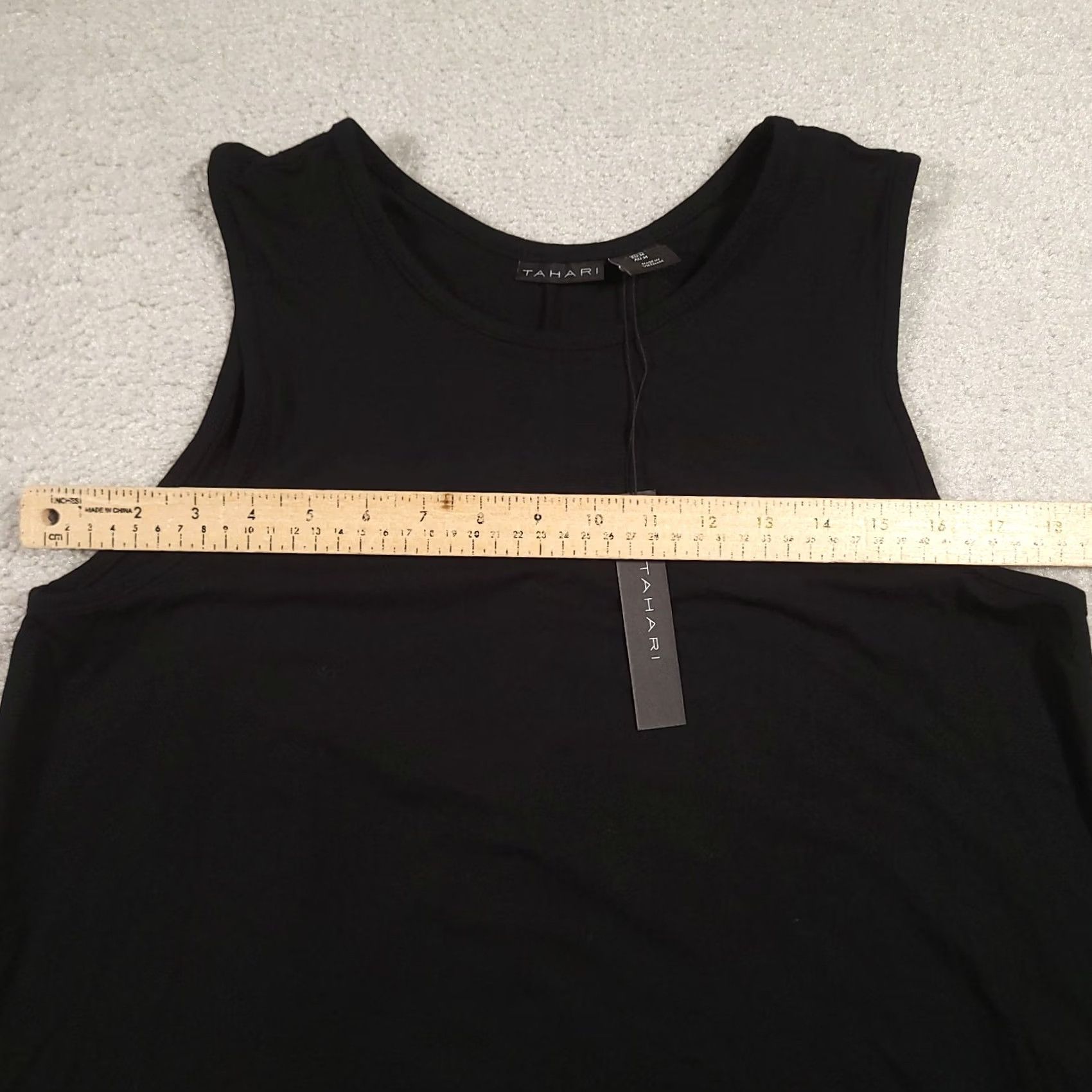 Vintage Tahari Black Sleeveless Swing Dress Medium Rayon A-Line Midi Women Crew Neck Casual Party/Cocktail Business Mens? Size M / US 6-8 / IT 42-44 - 3 Thumbnail