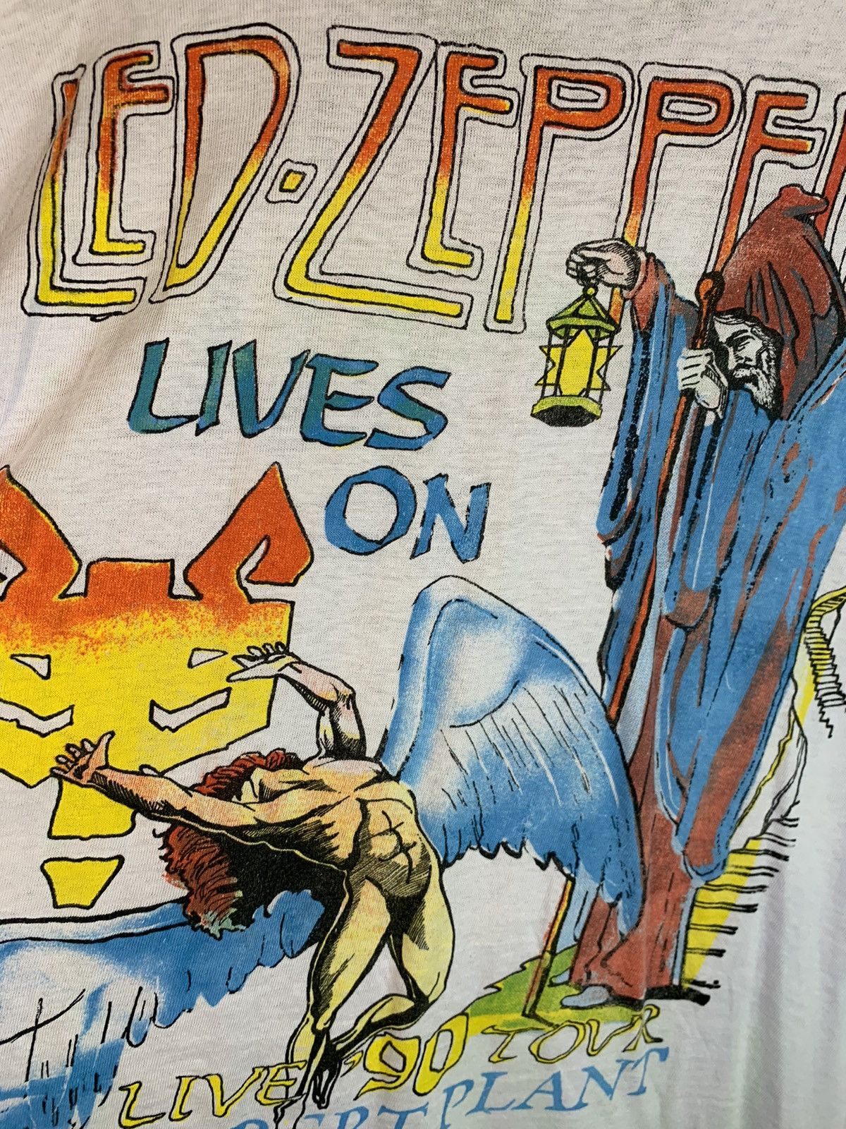 Band Tees × Led Zeppelin × Vintage *RARE* Vintage 1990 Led Zeppelin Robert Plant Art Band Shirt Size US XXL / EU 58 / 5 - 5 Thumbnail