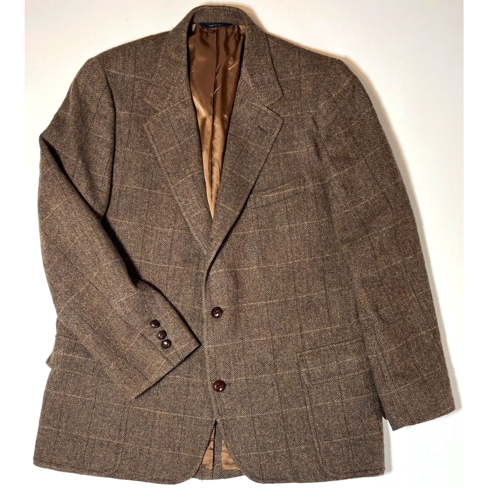 Brooks Brothers Brooks Brothers Blazer Jacket Men Wool Windowpane Brown Made in Italy 45R Regular Size 45 Brown Tweed Pockets Vintage Classic Preppy Look Mens Size 48R - 5 Thumbnail