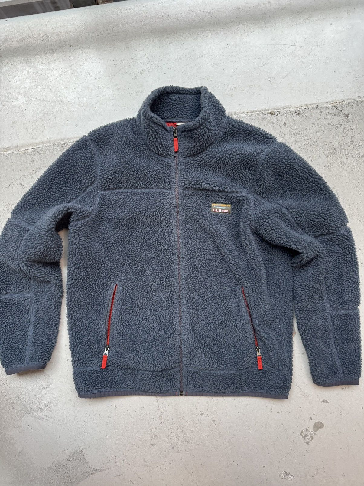 L.L. Bean L.L. Bean Deep Pile Sherpa Fleece Full Zip Navy Blue Red Zip Size US L / EU 52-54 / 3 - 1 Thumbnail