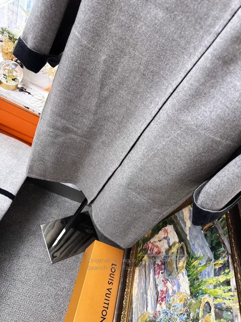 Hermes Hermes Grey with Dark Grey Lining, One Button Hooded, Belt Size XXS / US 00 / IT 34 - 3 Thumbnail