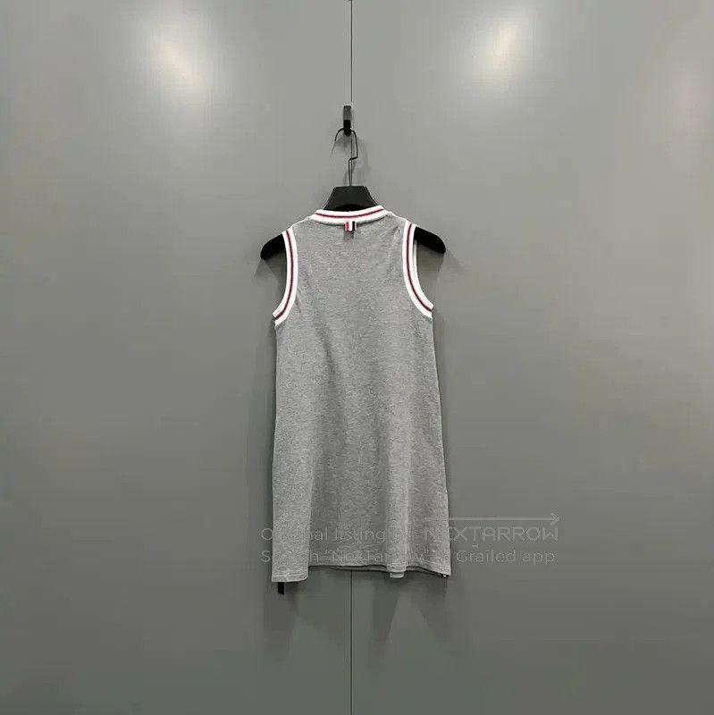 Thom Browne Thom Browne Summer Gray Cotton Midi Dress . Size XXS / US 00 / IT 34 - 4 Thumbnail