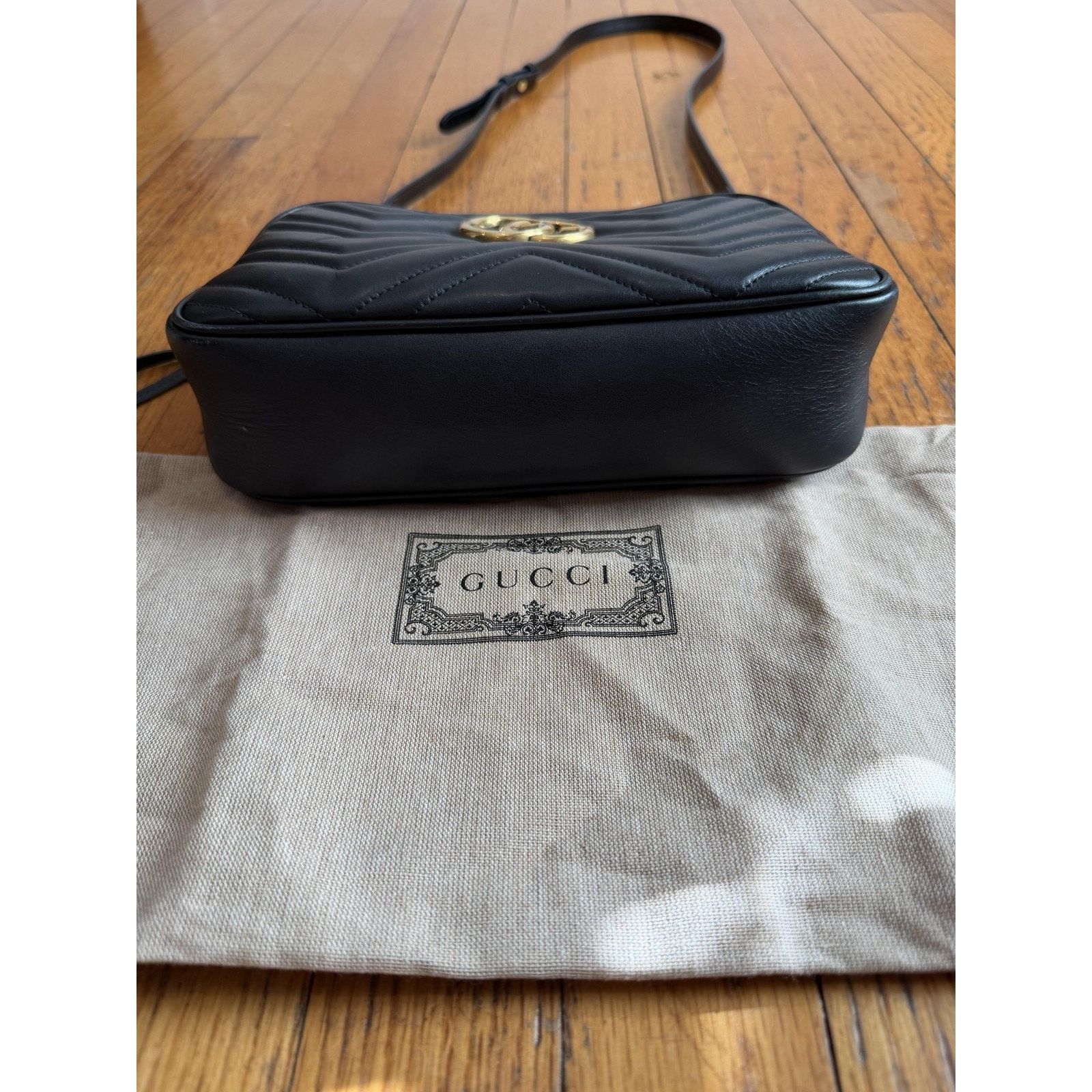 Gucci Gucci Crossbody Bag Small Black Leather GG Marmont Camera Size ONE SIZE - 3 Thumbnail