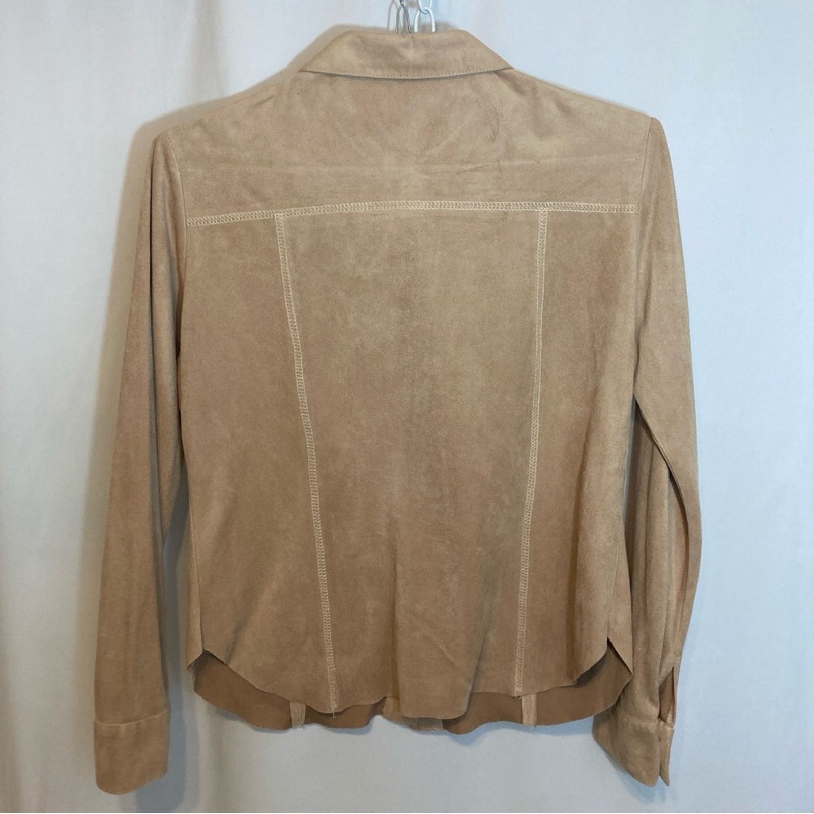 Vintage Vintage Ultra Suede Leather Tan Button Up Blouse Top Size M / US 6-8 / IT 42-44 - 8 Thumbnail