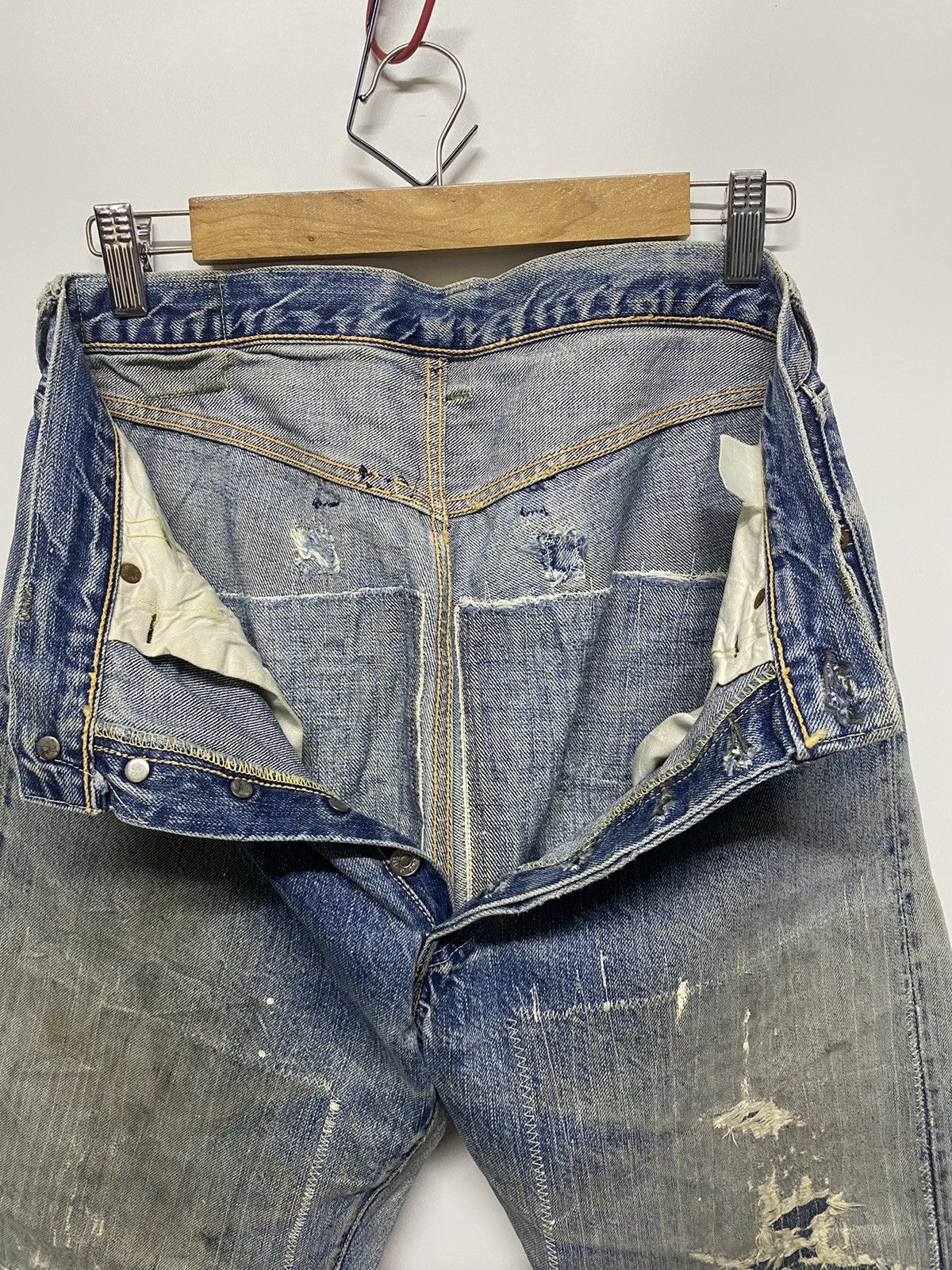 Japanese Brand × Vintage Vintage Ground-Alls Japanese Brand Distressed Denim Jeans Size US 30 / EU 46 - 19 Thumbnail