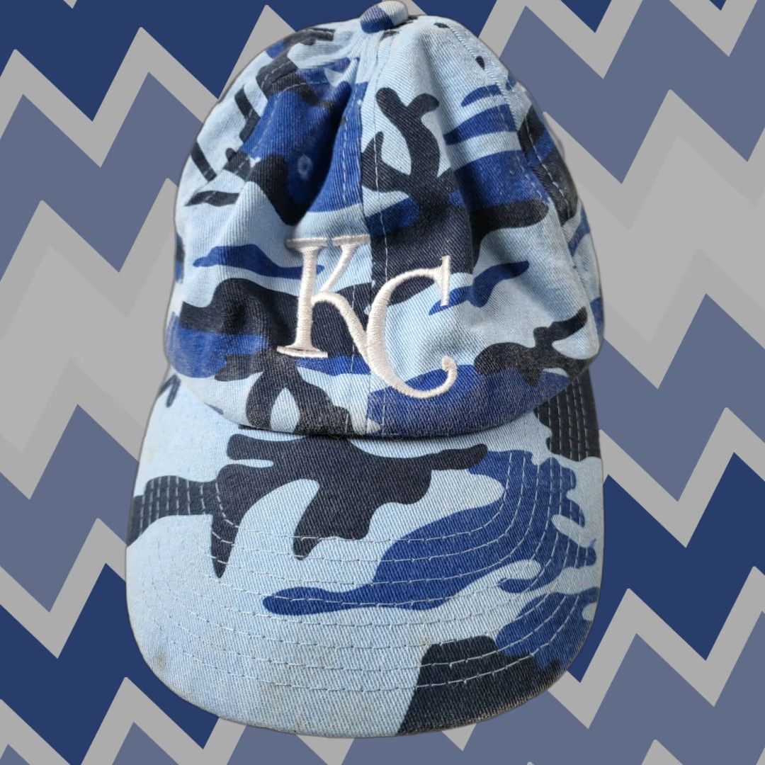 MLB KC Kansas City Royals MLB Adjustable Blue Camo Baseball Cap Mens Adjustable Cap Blue Camo Multicolor MLB Cap Kansas City Royals Baseball Cap Size ONE SIZE - 1 Thumbnail