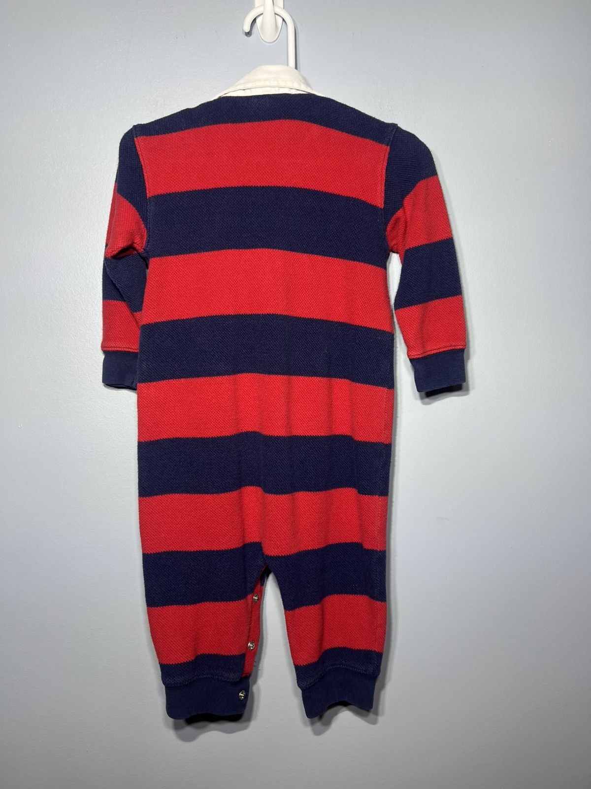 Polo Ralph Lauren Polo Ralph Lauren Baby 12m Red Navy One Piece Rugby Collar Size US XXS / EU 40 - 3 Thumbnail