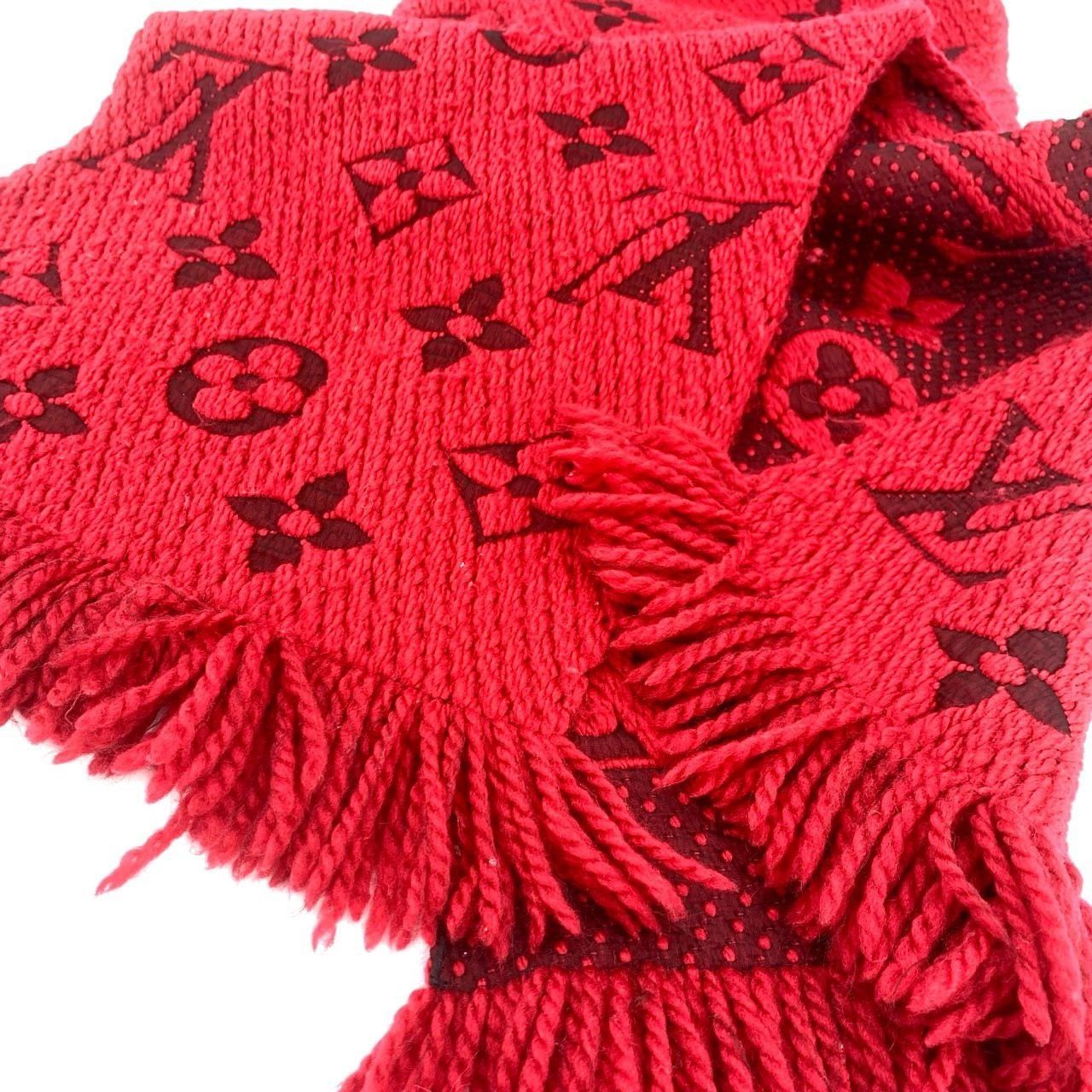 Louis Vuitton Louis Vuitton Red Wool & Silk Monogram Logo Scarf With Fring Size ONE SIZE - 7 Thumbnail