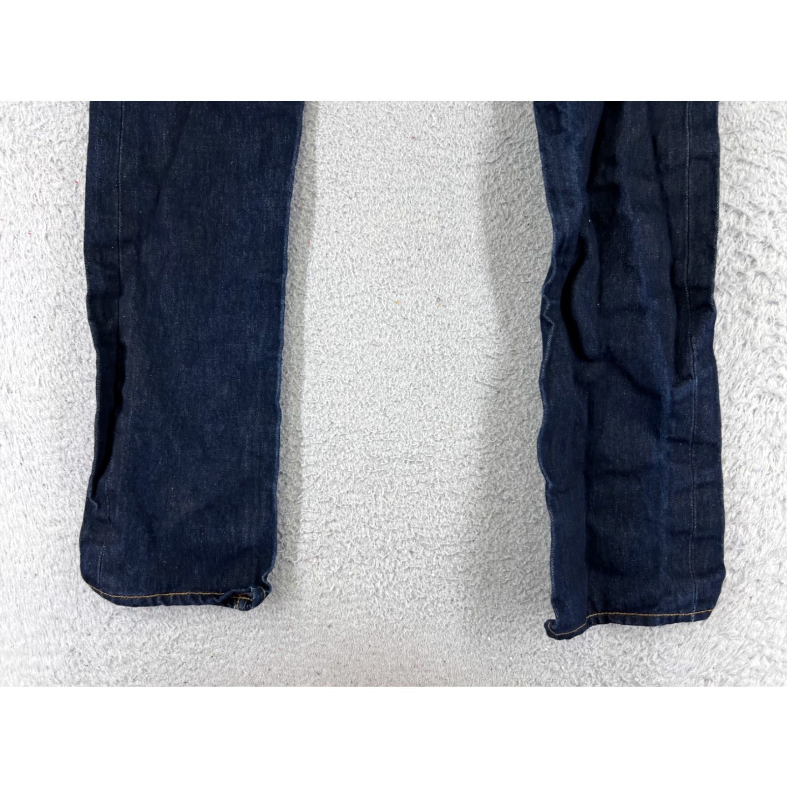 Vintage Nine Planet Women's Blue Denim Jeans Fold-Over Waist Straight Leg Dark Wash 22x31 Size 25" / US 0 / IT 36 - 2 Thumbnail