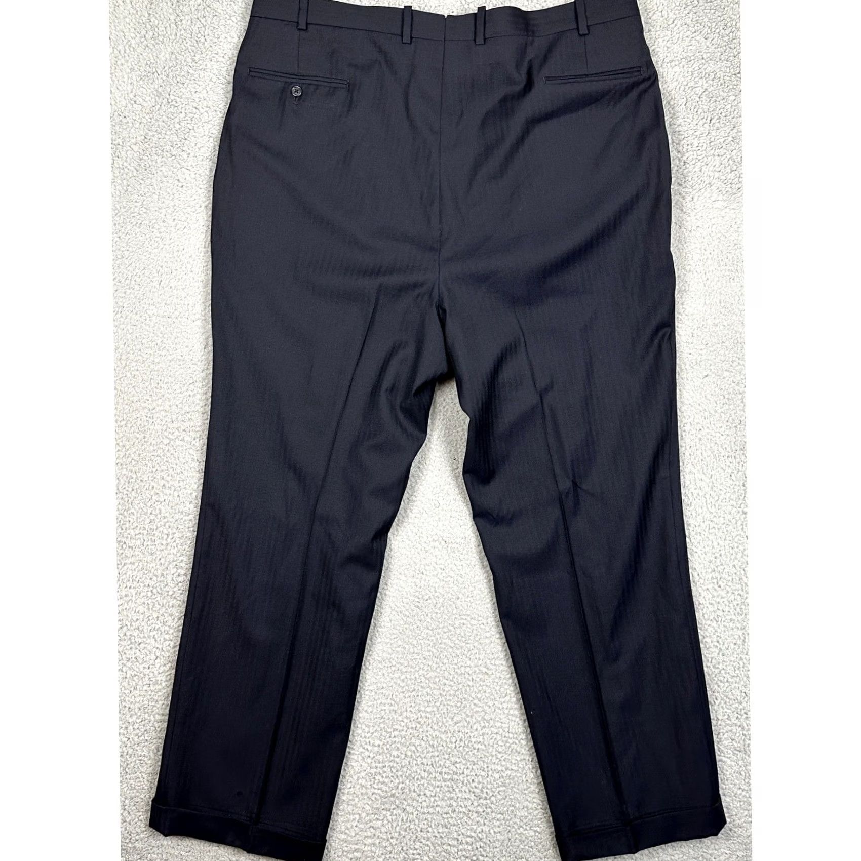 Vintage Royal Classic Dress Pants Mens 40X32 Pleated Navy Blue Office Workwear Pockets Authentic Size US 40 / EU 56 - 2 Thumbnail