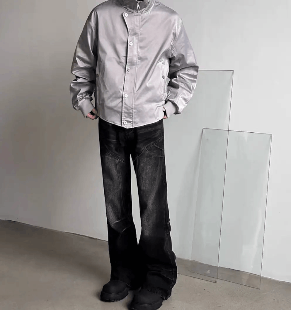 Japanese Brand × Jean Street vintage washed black cracked wide leg jeans Size US 34 / EU 50 - 3 Thumbnail
