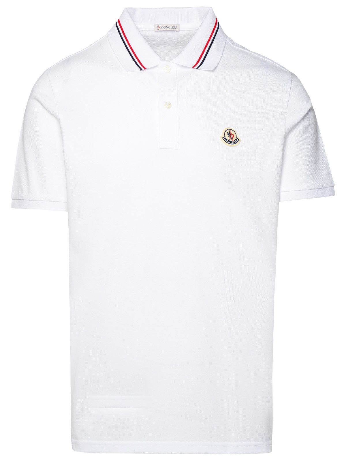 Image of Moncler White Cotton Polo Shirt, Men's (Size 2XL)