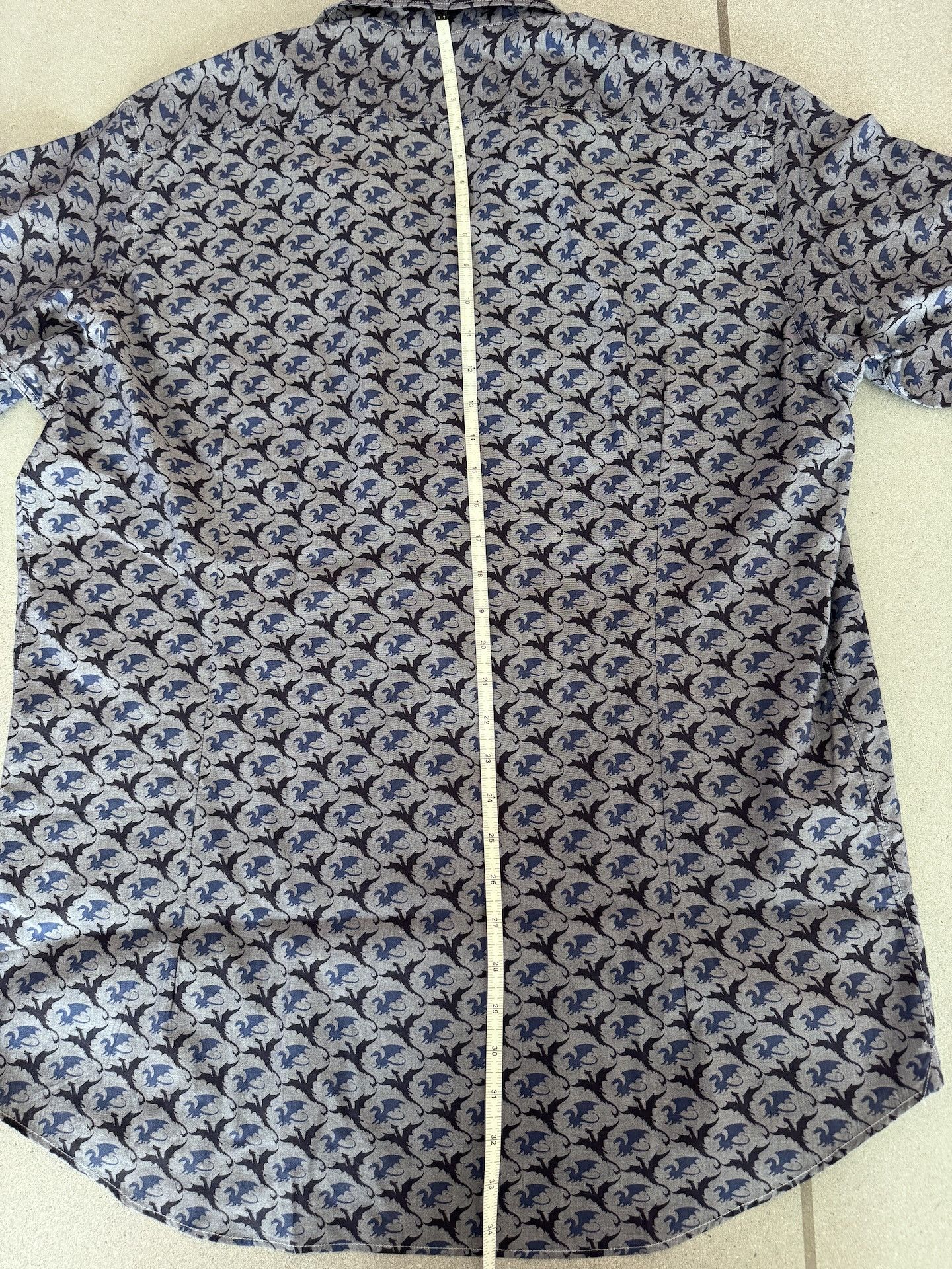 Etro Gray short sleeve shirt with dragon motif Size US XL / EU 56 / 4 - 8 Thumbnail
