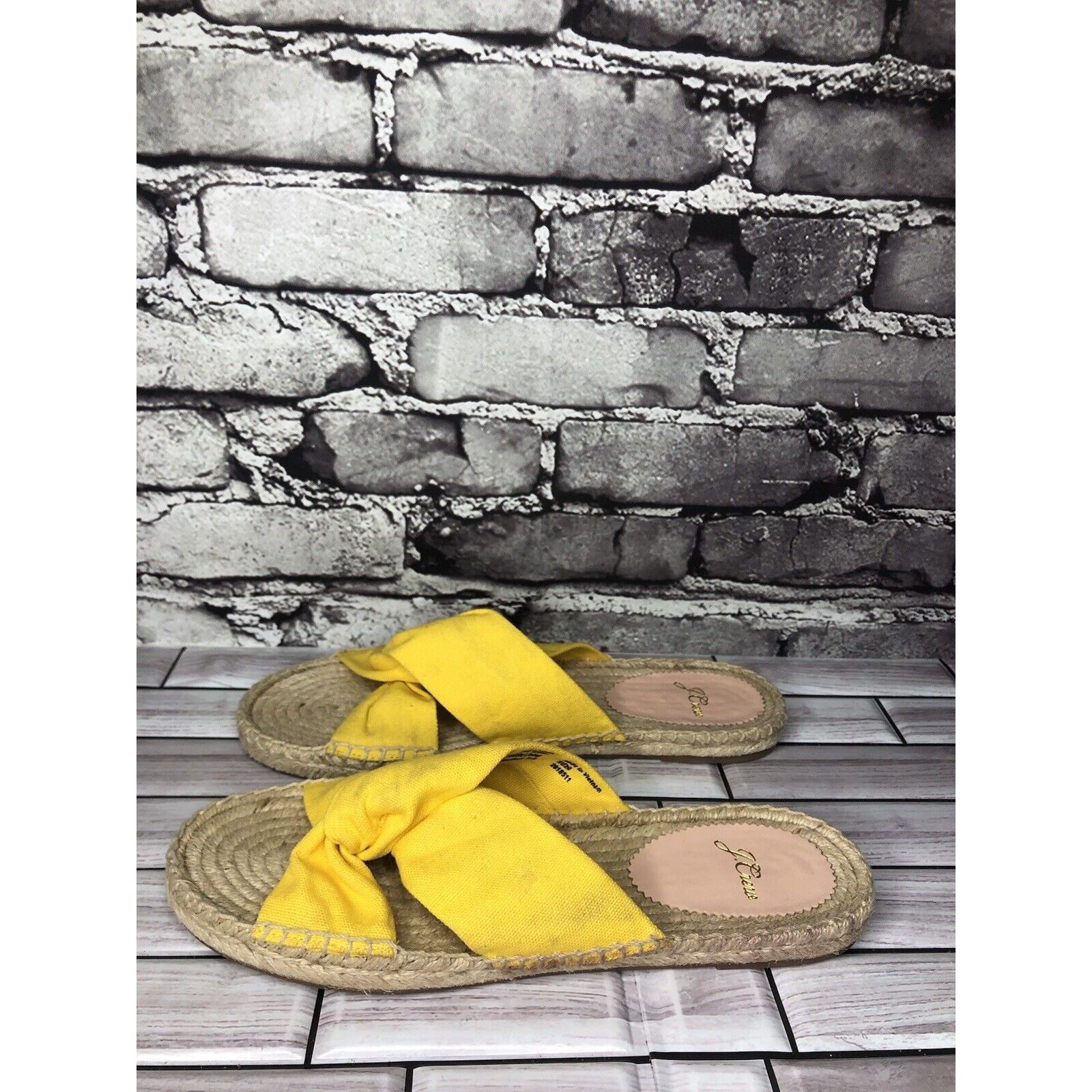 Other J. Crew Yellow Twisted Canvas Fabric Slide Espadrilles Sanda Size US 9 / IT 39 - 10 Thumbnail