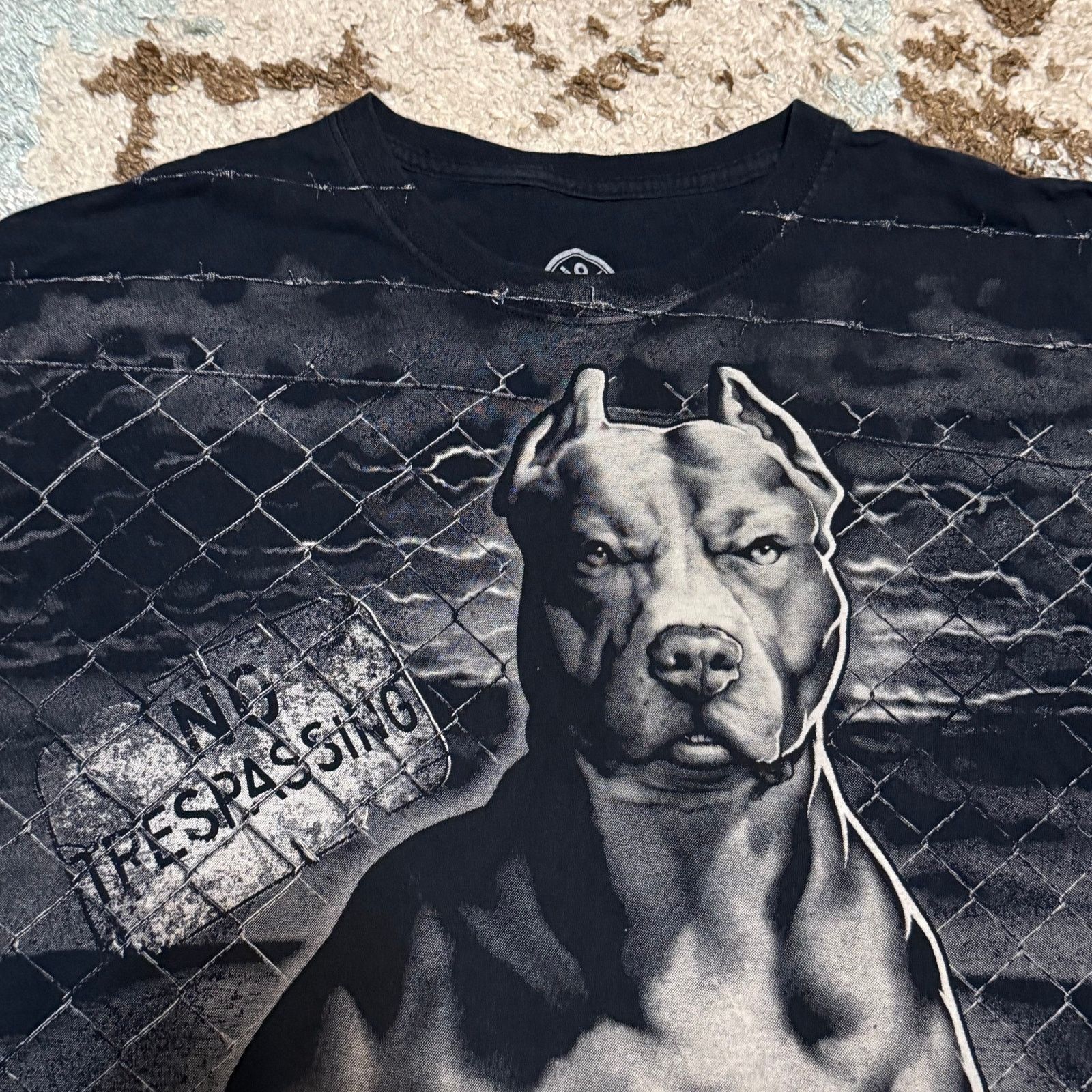 Liquid Blue Pitbull No Trespassing Front AOP Shirt Size 2XL Size US XL / EU 56 / 4 - 2 Thumbnail