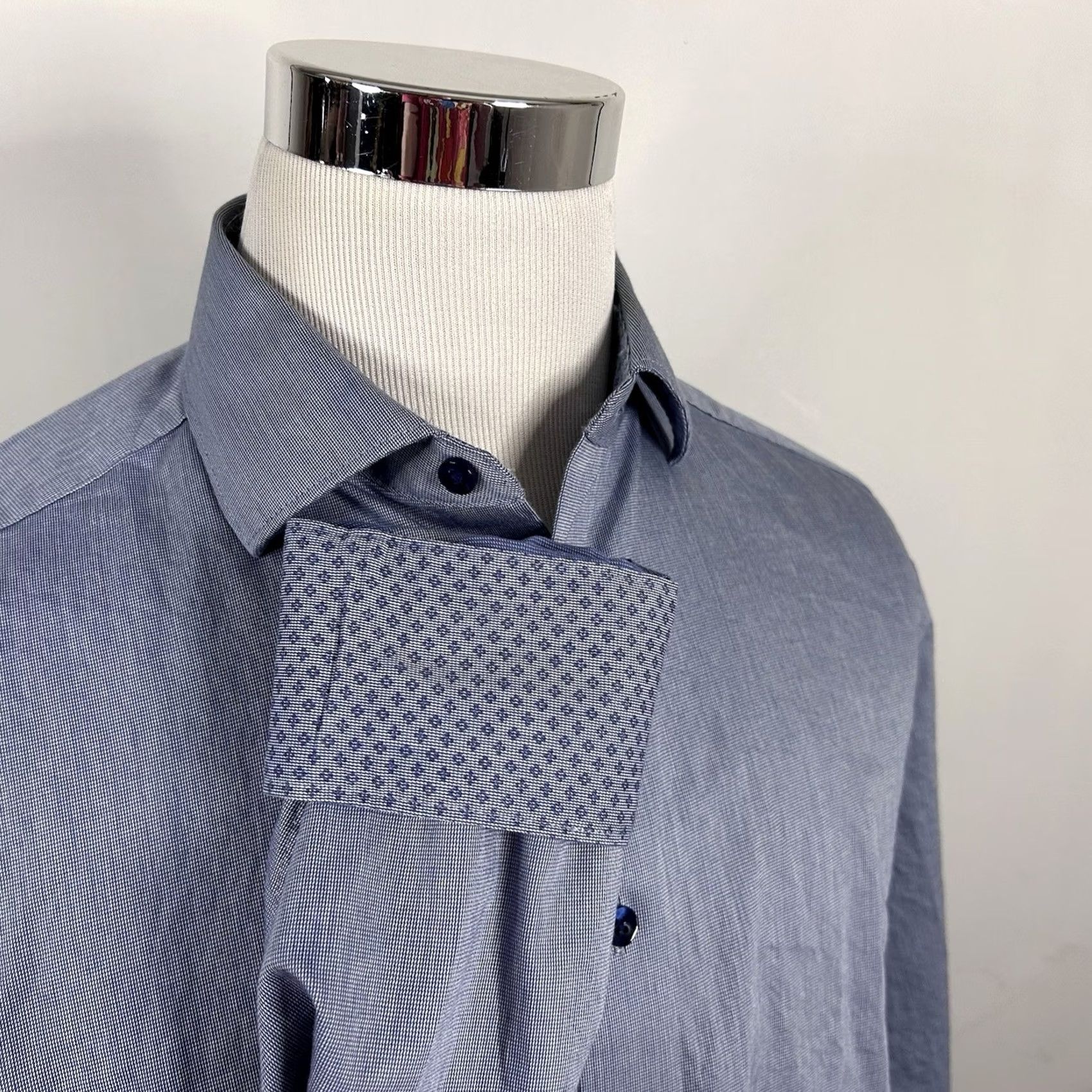 Charles Tyrwhitt Charles Tyrwhitt Dress Shirt 16 34 Classic Fit Blue Floral Cotton Shirt Mens Size 42R - 2 Thumbnail