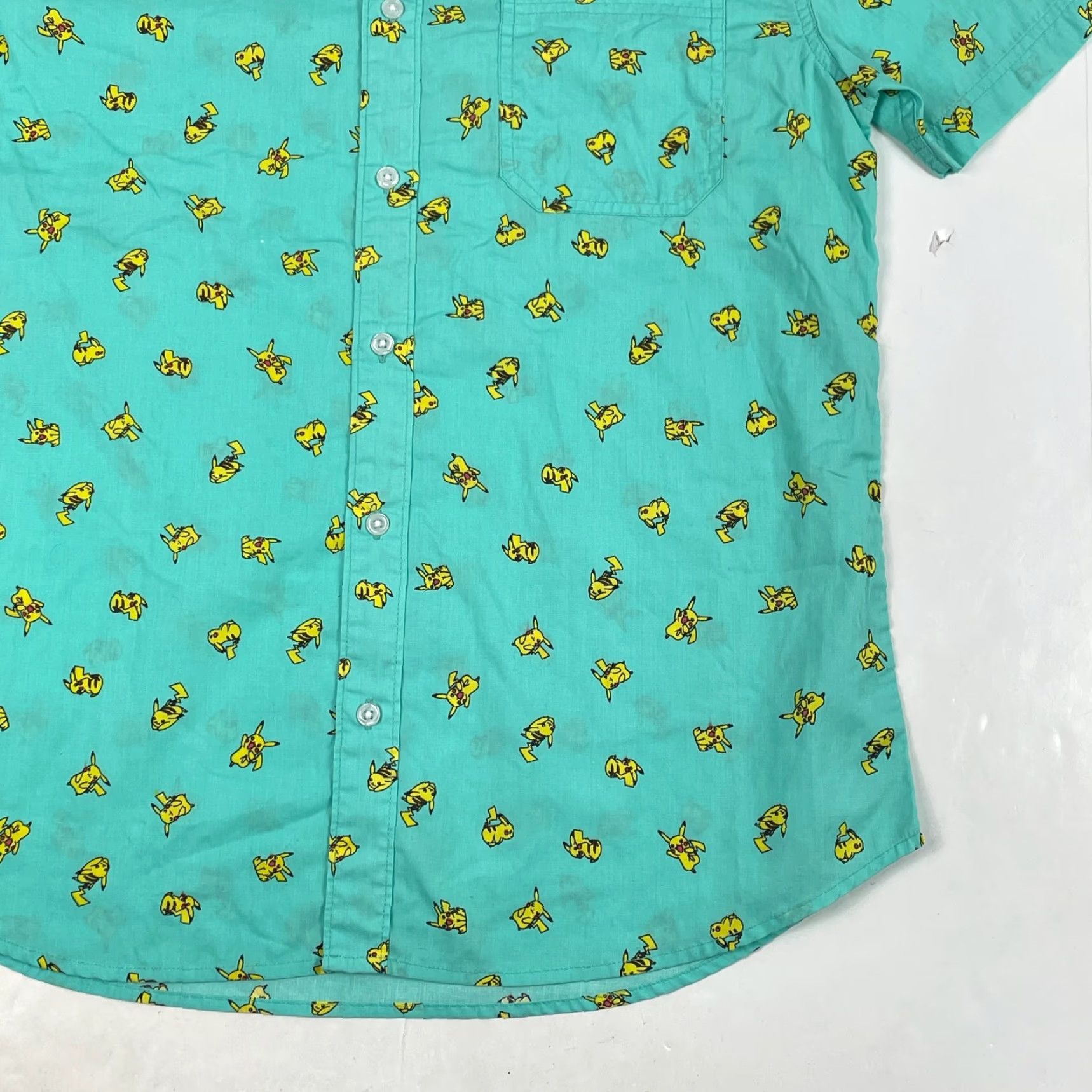 Vintage Pokemon Shirt Mens Medium Green Pikachu Short Sleeve Button Up Golf Gamer Arcade Size US M / EU 48-50 / 2 - 4 Thumbnail