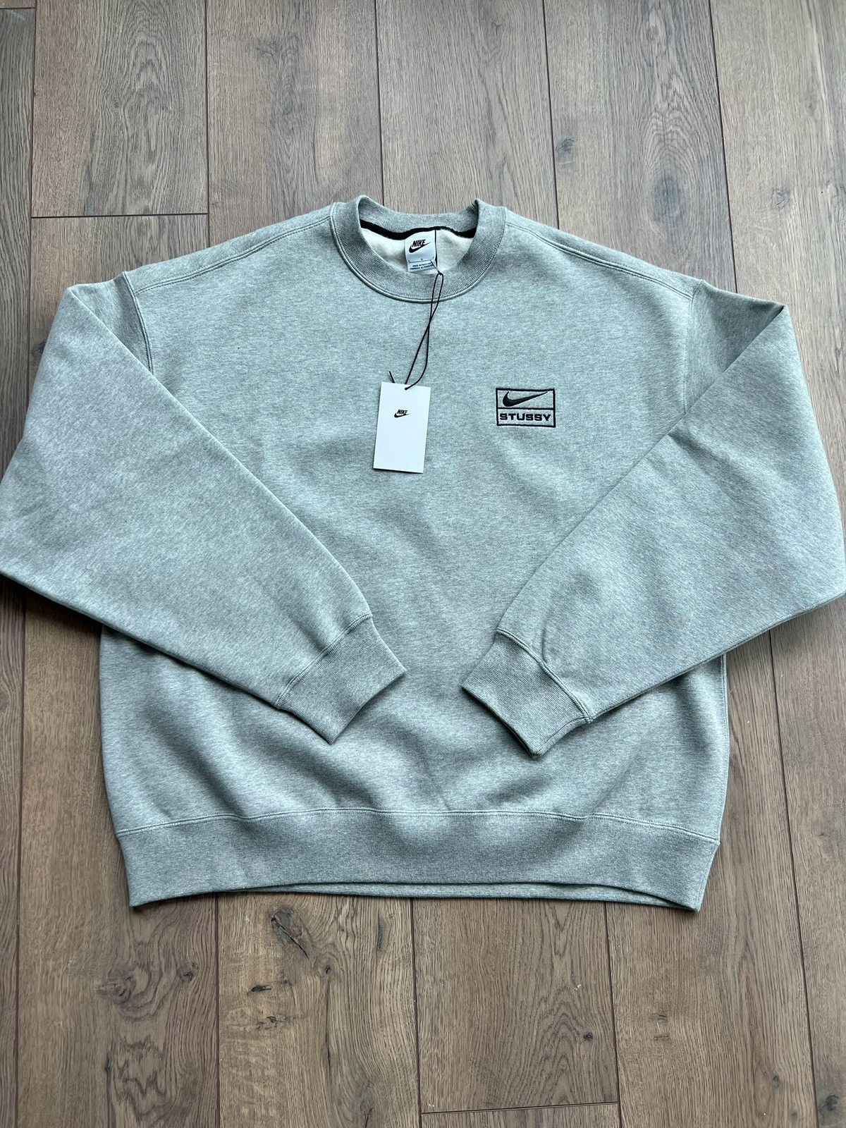 Nike × Stussy Stussy x Nike Fleece Crewneck Grey SS23 Size L | Grailed 