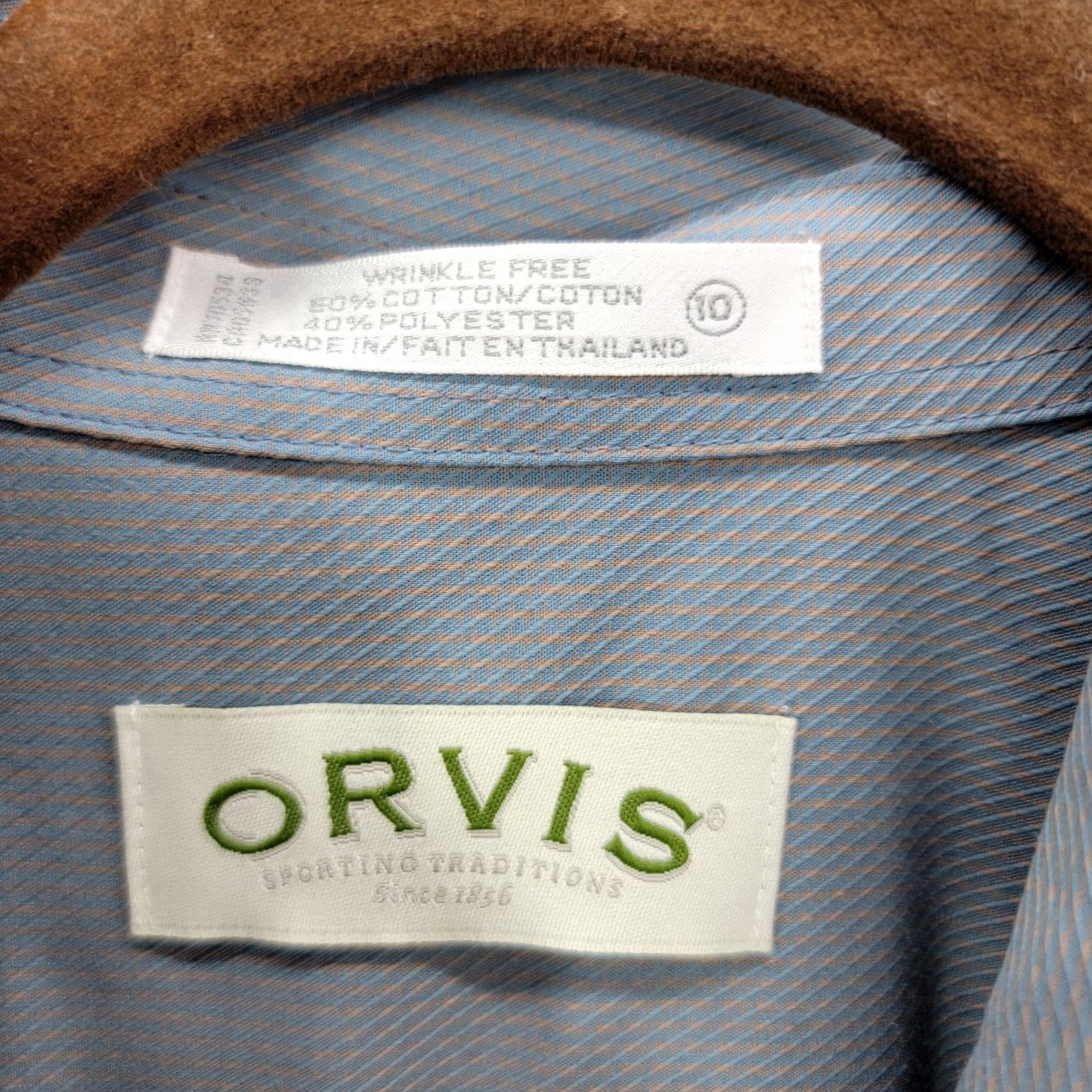 Orvis Orvis Women’s Wrinkle Free Shirt Size 10 Ruffle Collar Blue Striped Button-Up Shirt Women Regular XS Size L / US 10 / IT 46 - 2 Thumbnail