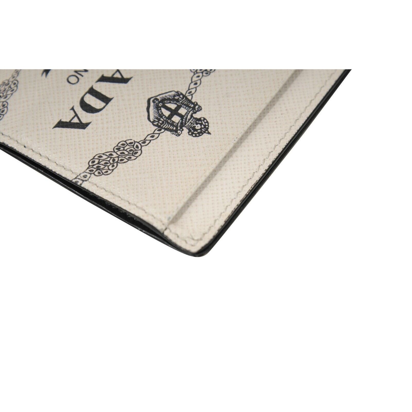 Prada Card Holder Wallet Off-White Cream Black Leather Size ONE SIZE - 5 Thumbnail