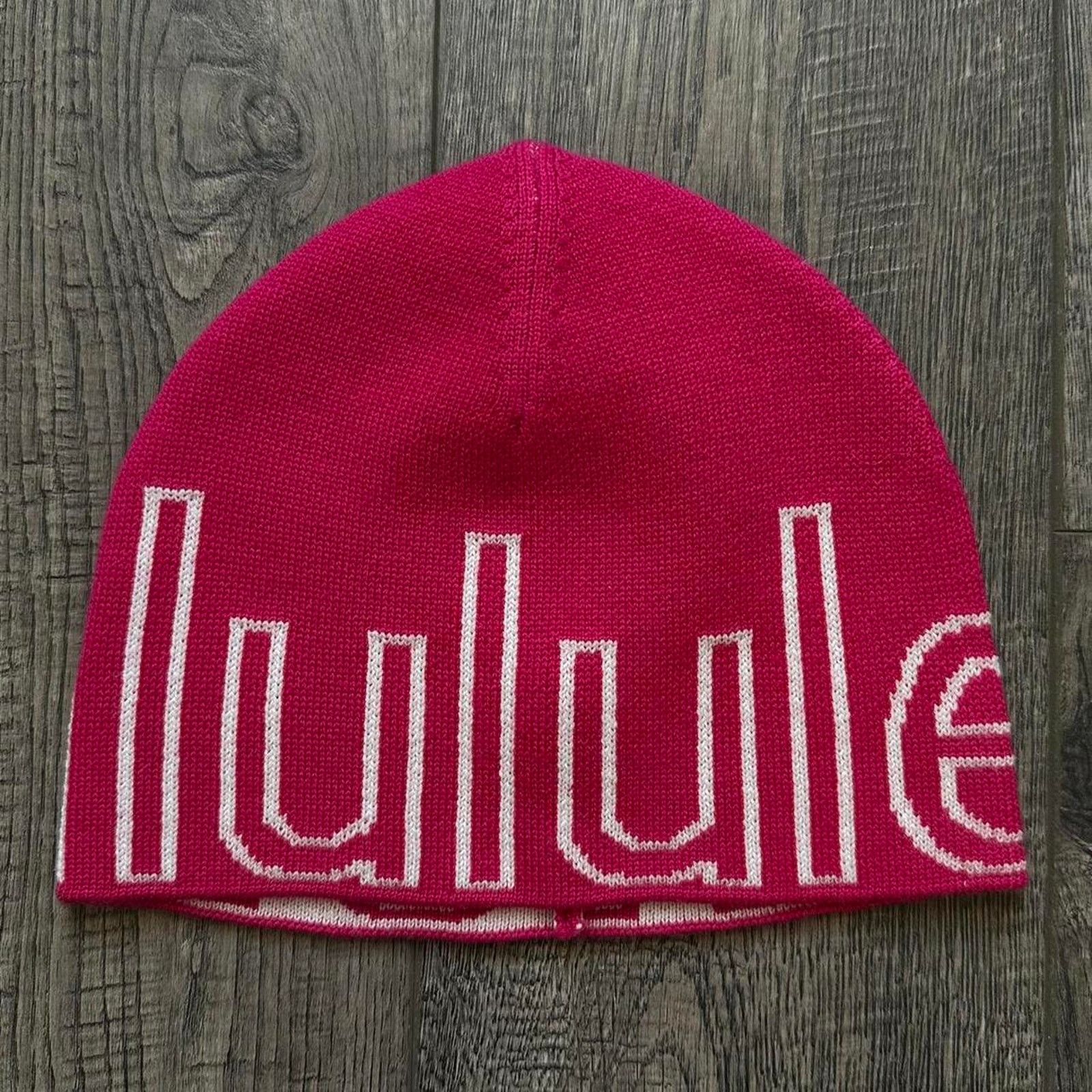 Lululemon Lulu Lemon SoldOut Pink Spellout Merino Wool Skullcap Beanie Size ONE SIZE - 3 Thumbnail