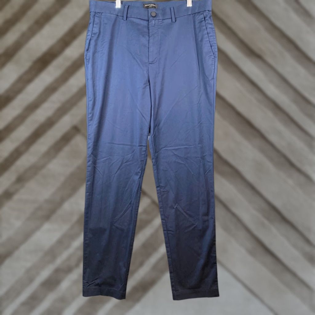 Banana Republic Banana Republic Men Pant Navy Blue Slim Fit Straight Dark Academia Stretch 36x34 Size US 37 - 1 Thumbnail