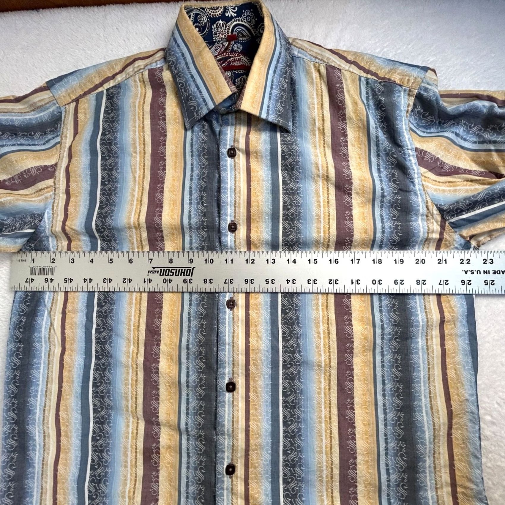 Luchiano Visconti Luchiano Visconti Mens Striped Long Sleeve Button Up Shirt Medium 2 Ply Cotton Size US M / EU 48-50 / 2 - 7 Thumbnail