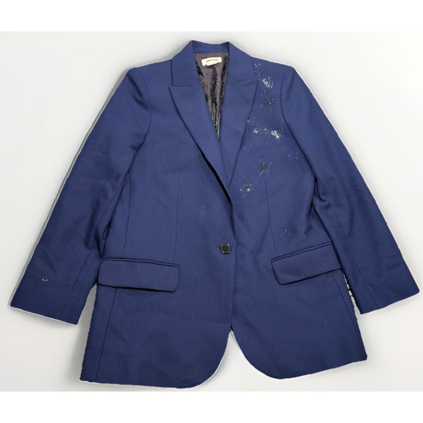 Zadig & Voltaire ZADIG & VOLTAIRE Viva Bis Strass Stars Blazer Women 36 Blue Size XS / US 0-2 / IT 36-38 - 4 Thumbnail