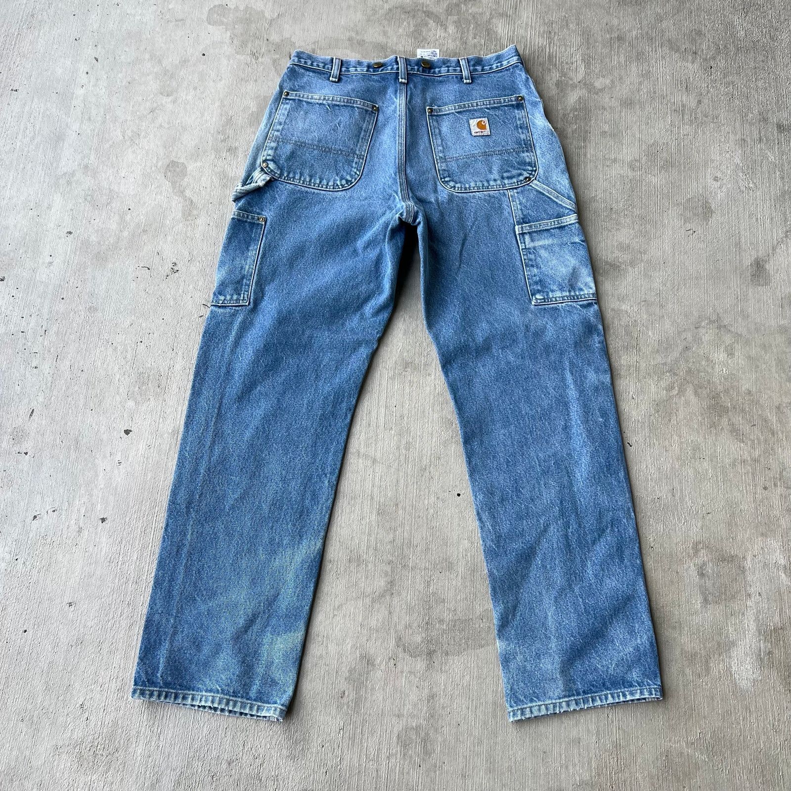 Carhartt × Vintage Carhartt faded blue denim double knee jeans work wear pants Size US 31 - 5 Thumbnail
