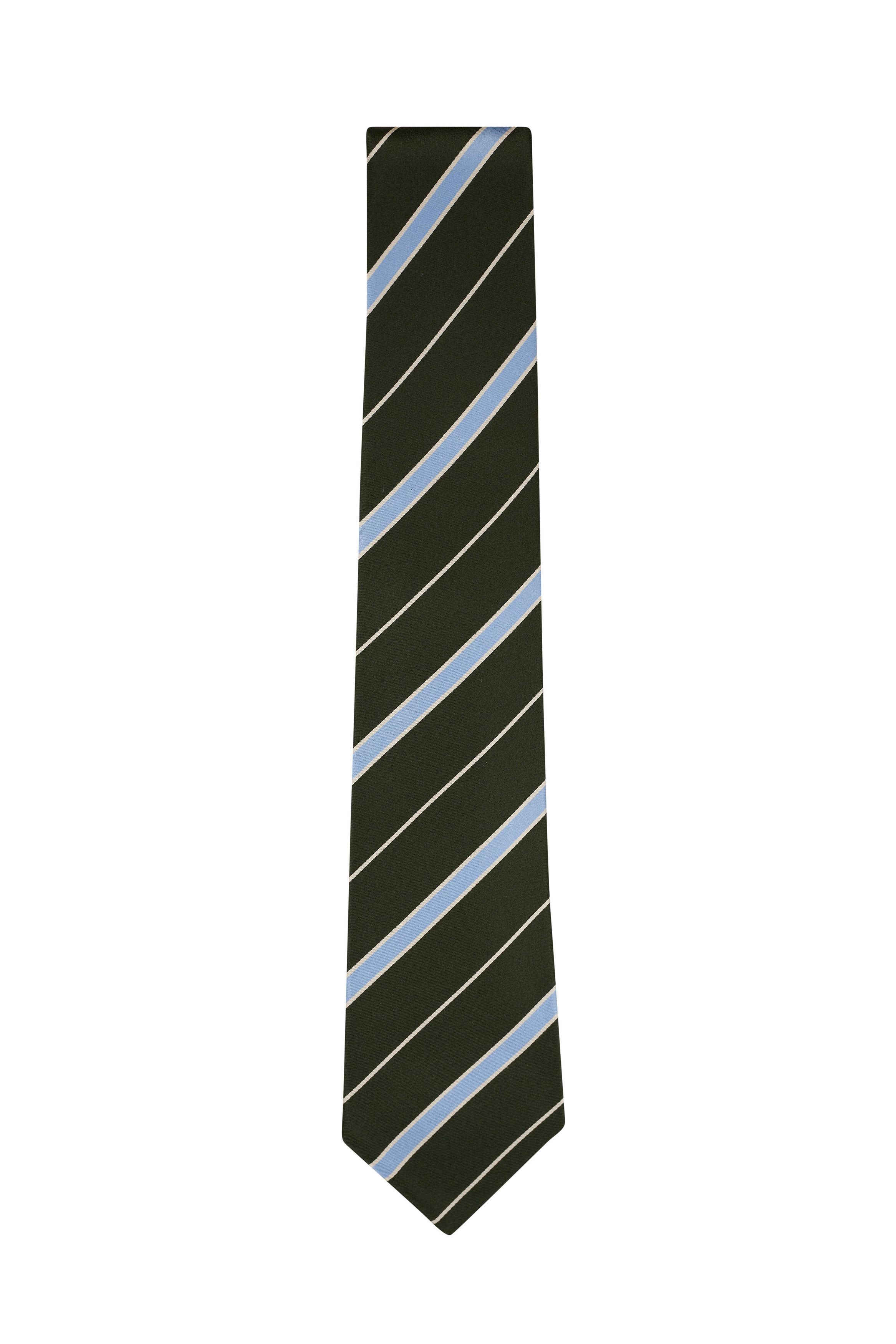 o1mtch0225 Size: OS/Striped Silk Necktie in Green/Blue
