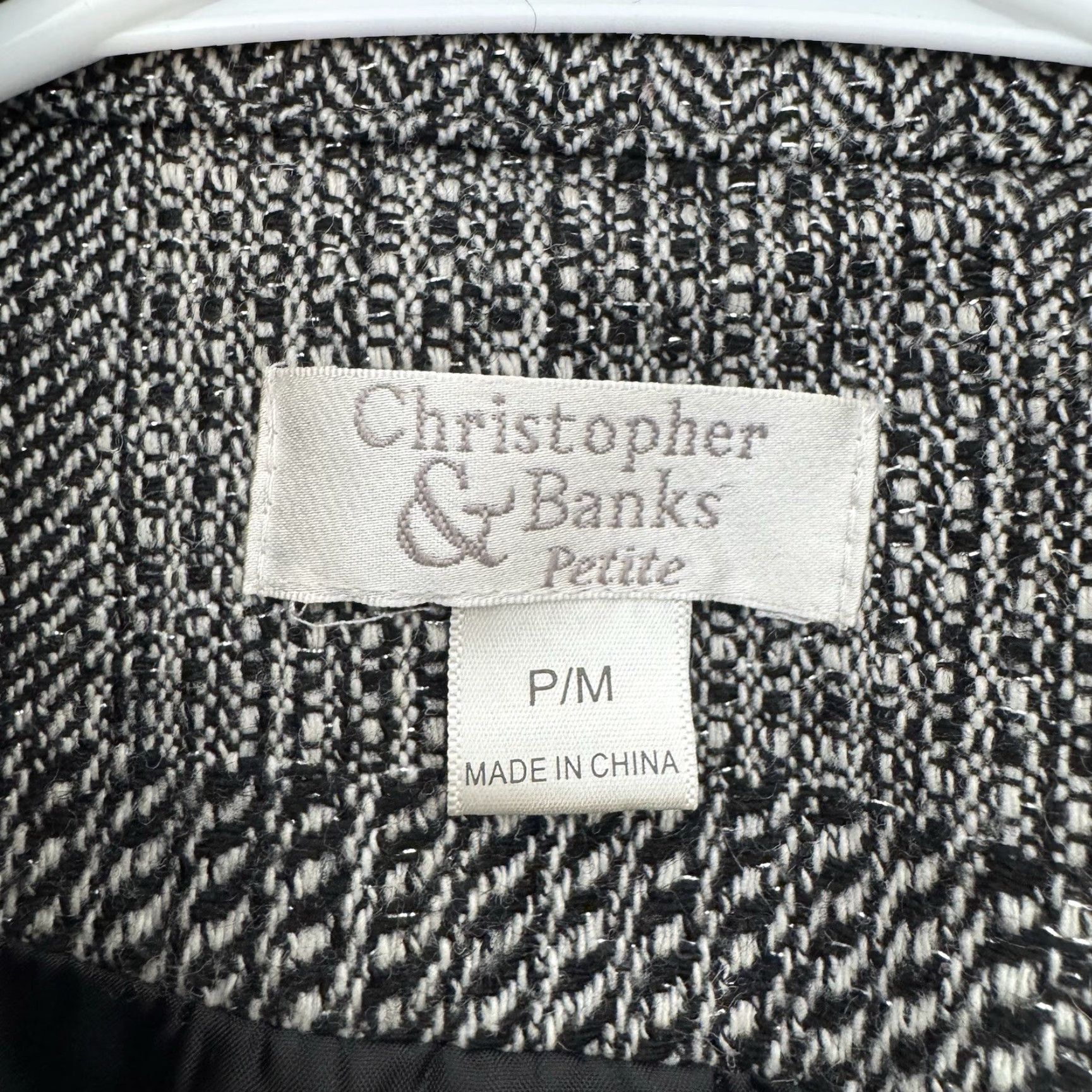Vintage VINTAGE Christopher & Banks Zip Jacket Petite M Tweed Herringbone Wool Blend Black Womens PM 90s Classic Jacket Size M / US 6-8 / IT 42-44 - 5 Thumbnail
