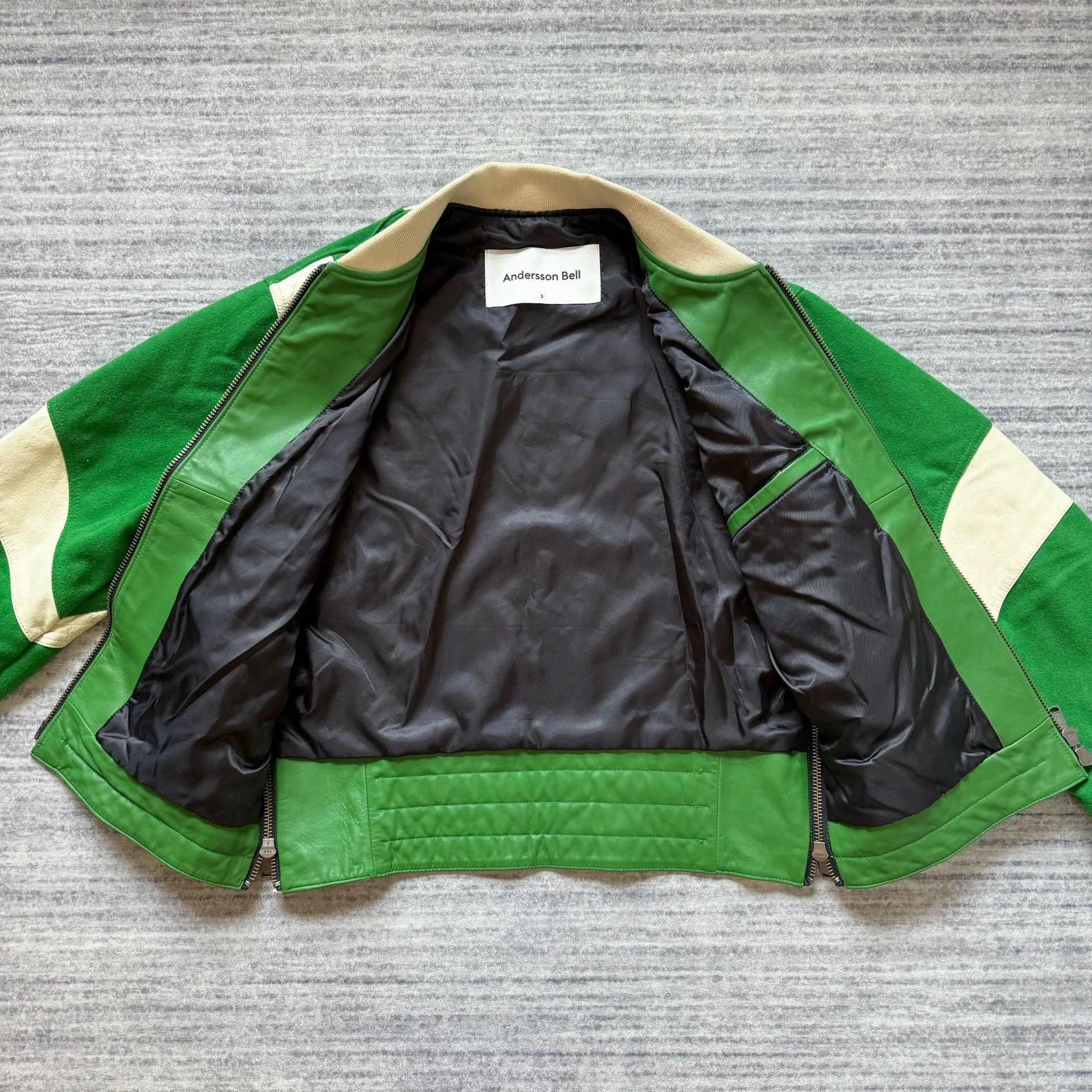 Andersson Bell Andersson Bell WhiteGreen Leather Sleeve Varsity Jacket Size US S / EU 44-46 / 1 - 4 Thumbnail