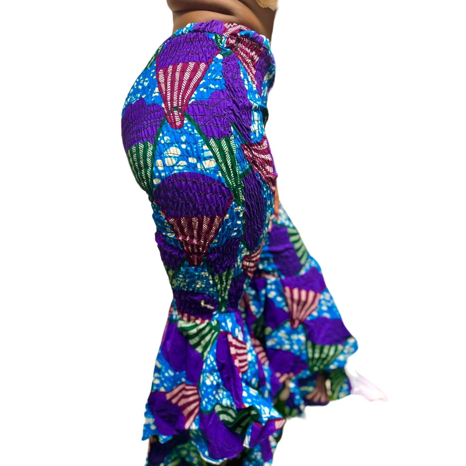 Other Purple 70s flare ruffle african print pants Size 28" / US 6 / IT 42 - 4 Thumbnail