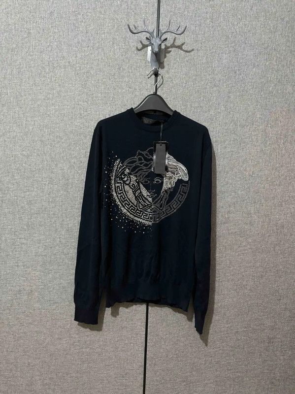Versace Versace Black Wool Embroidered Medusa Pullover 0089 Size US M / EU 48-50 / 2 - 1 Thumbnail