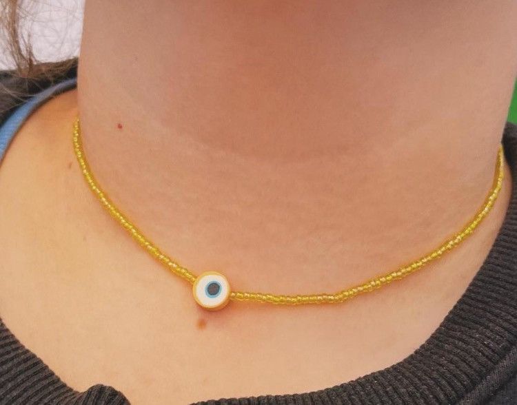 Other Yellow beaded evil eye necklace Size ONE SIZE - 2 Thumbnail