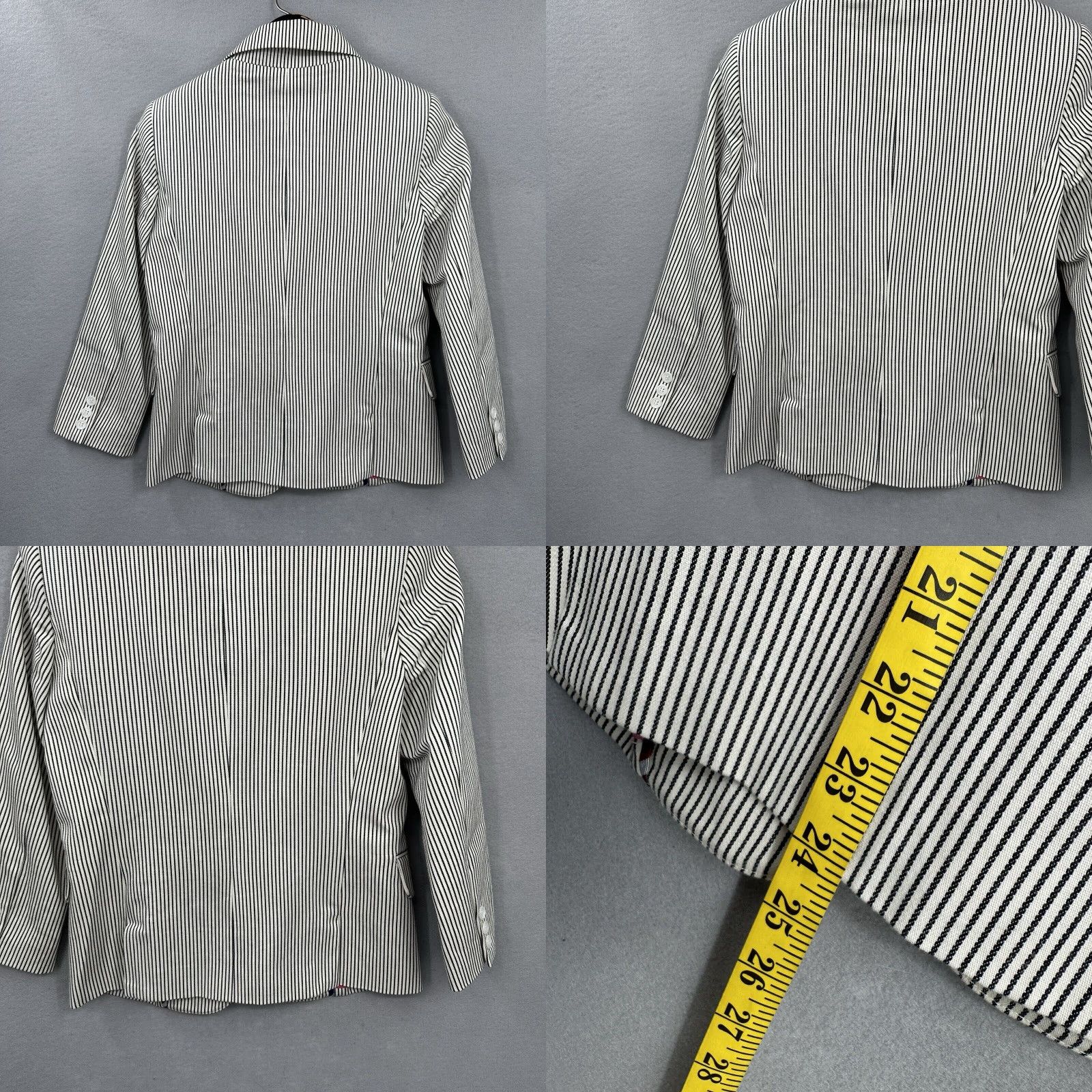 Vintage Ron Herman Blazer Womens Striped 3/4 Sleeve Wool Button Ivory Knit Classic Blazer 4 Size S / US 4 / IT 40 - 8 Thumbnail