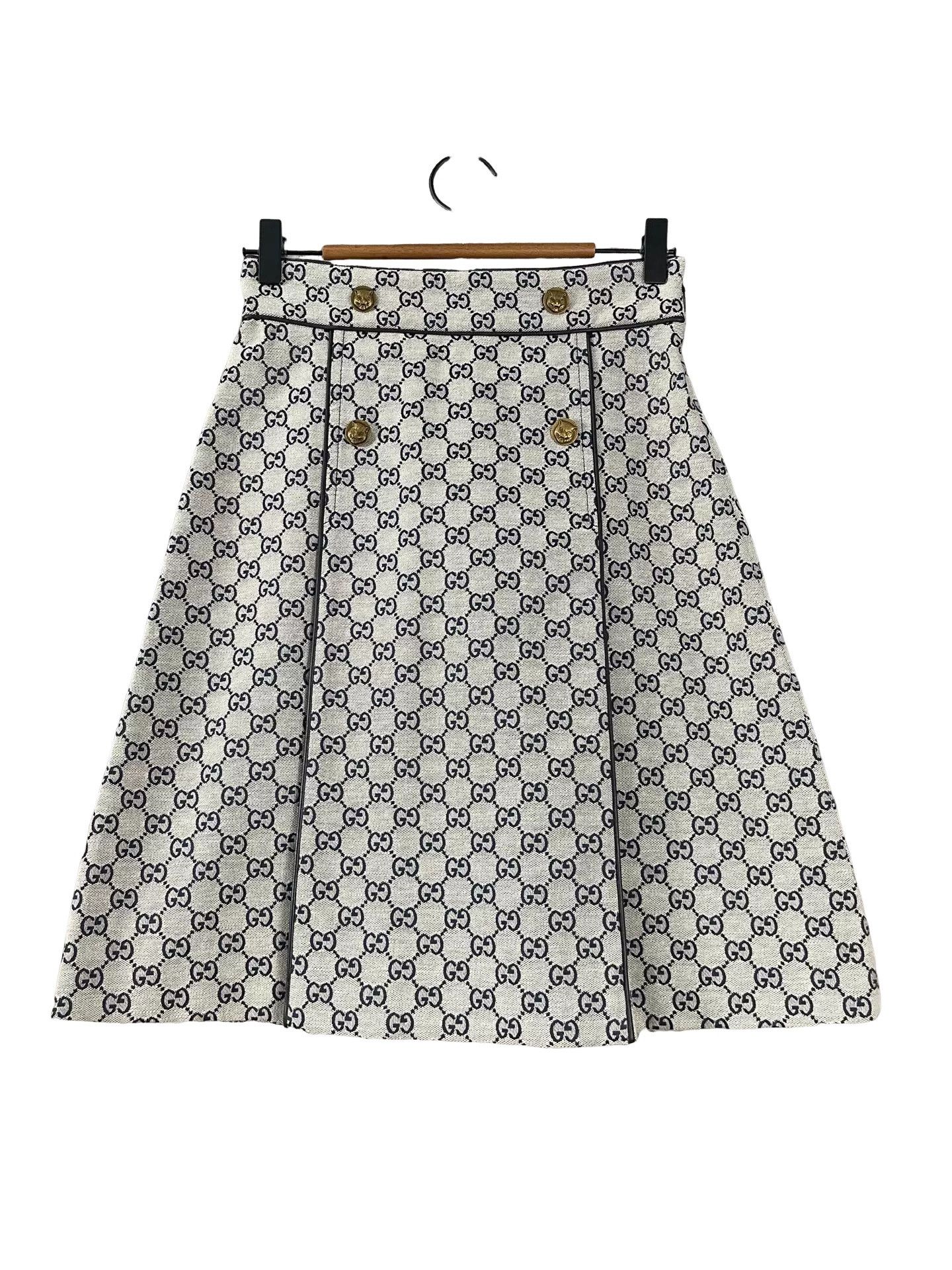 Gucci Gucci GG Monogram Tiger Button Mini Skirt Size 38 Size 26" / US 2 / IT 38 - 1 Thumbnail