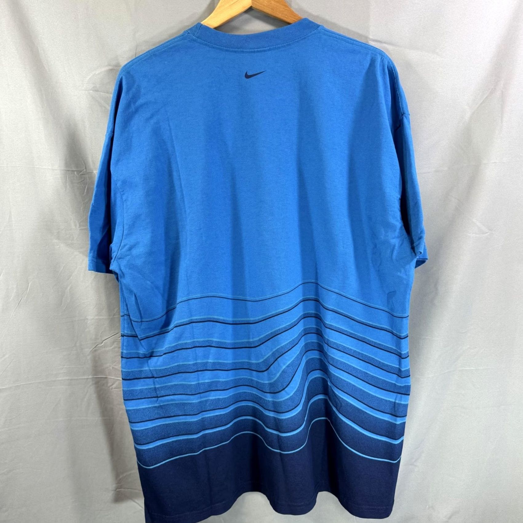 Nike Nike Shirt Mens 2XL Blue Wave Graphic Made In USA Vintage Style Tee Retro 2000s Size US XXL / EU 58 / 5 - 2 Thumbnail