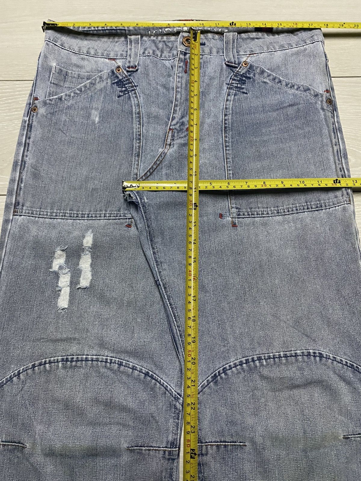 Japanese Brand Vintage KissMark Japan Double Knee StoneWash Baggy Jeans Size US 35 - 19 Thumbnail