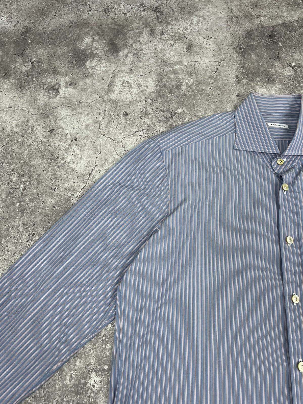 Kiton Kiton Napoli Dress Shirt Cotton Blue Size US L / EU 52-54 / 3 - 8 Thumbnail