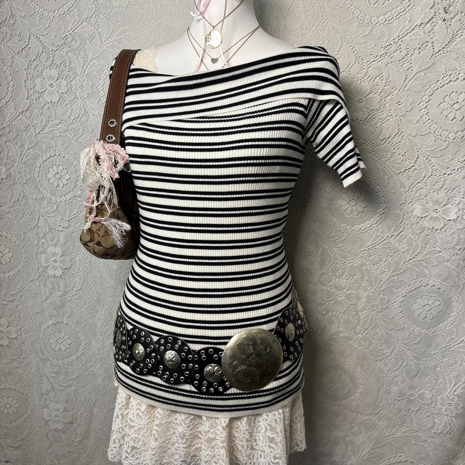 Other y2k striped off the shoulder sweater top Size XS / US 0-2 / IT 36-38 - 3 Thumbnail