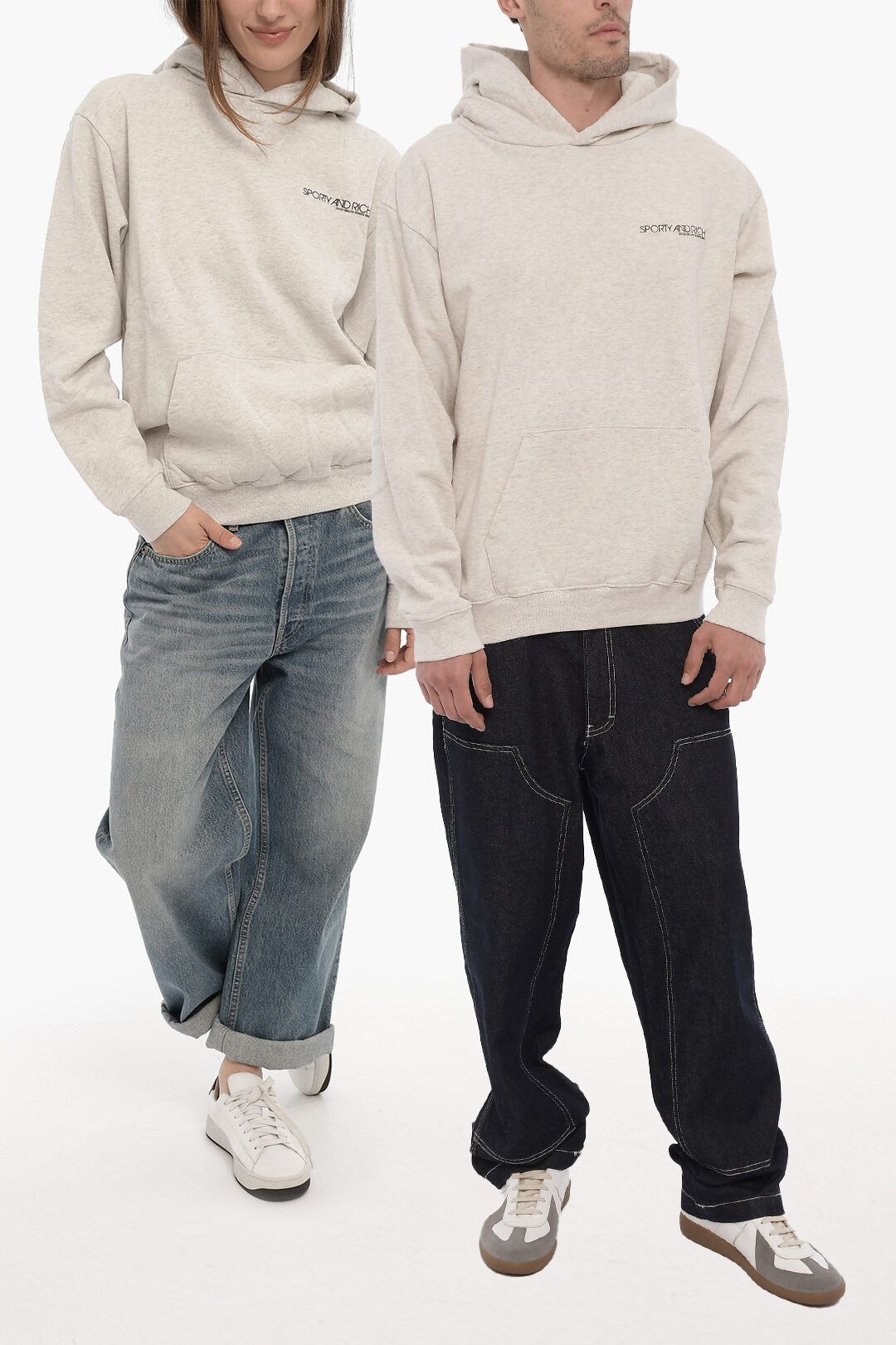 image of Sporty Rich Og1Mm0524 Fleeced Cotton Unisex Hoodie In Grey, Men's (Size XS)