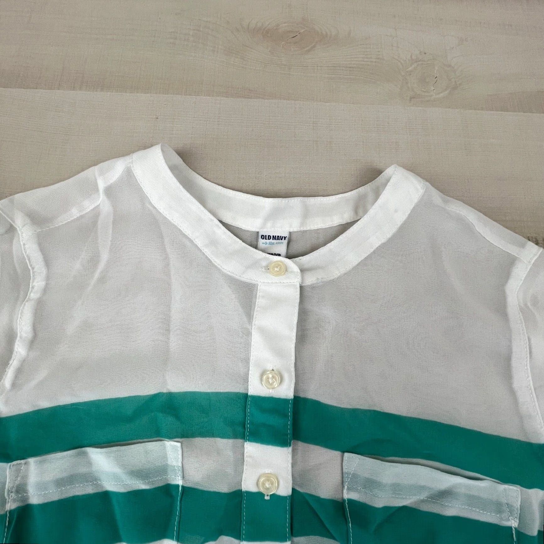 Old Navy Old Navy Womens Green White Striped Long Sleeve Top XS Size XS / US 0-2 / IT 36-38 - 3 Thumbnail
