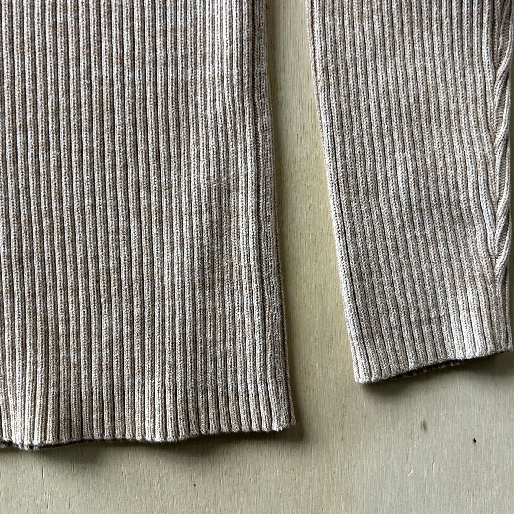 Vintage RUE JEANS Sweater Womens Large Beige Crew Neck Raglan Knit Ribbed 100% Cotton Pullover Casual Knit Shirt Size L / US 10 / IT 46 - 2 Thumbnail