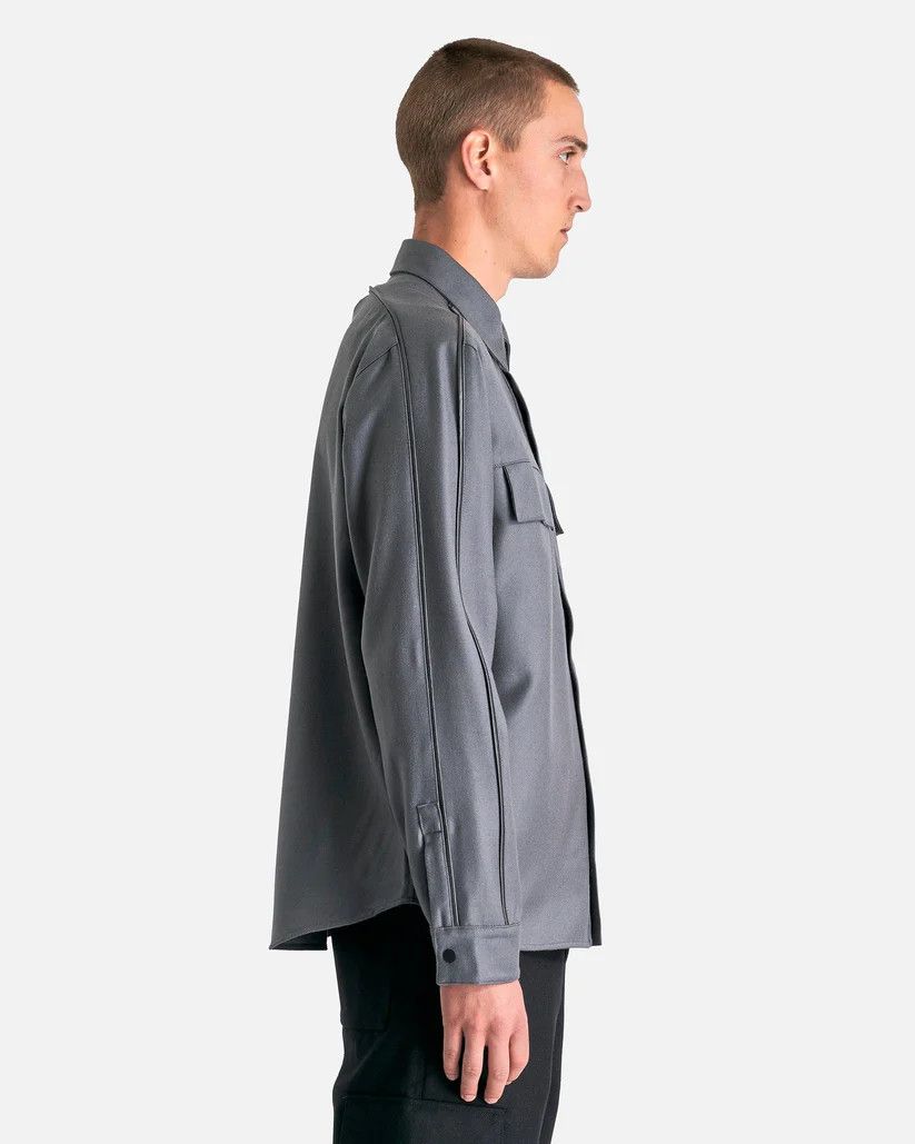 GR10K o1s1v1r1oon0925 Flannel Piping Overshirt in Grey Size US L / EU 52-54 / 3 - 3 Thumbnail