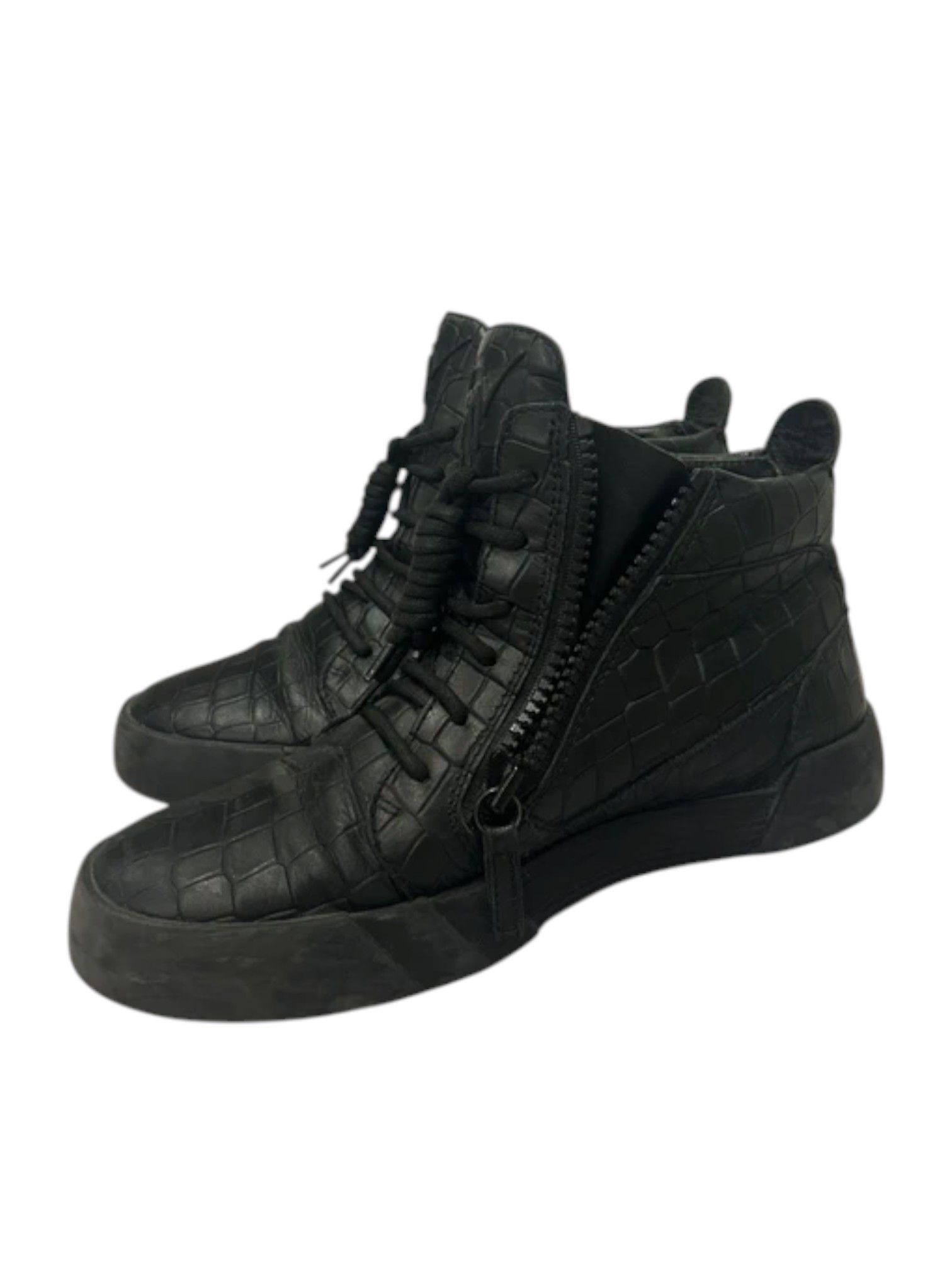 Giuseppe Zanotti Giuseppe Zanotti Croc-Embossed HighTops, Mid 2010s Size US 7 / EU 40 - 1 Thumbnail